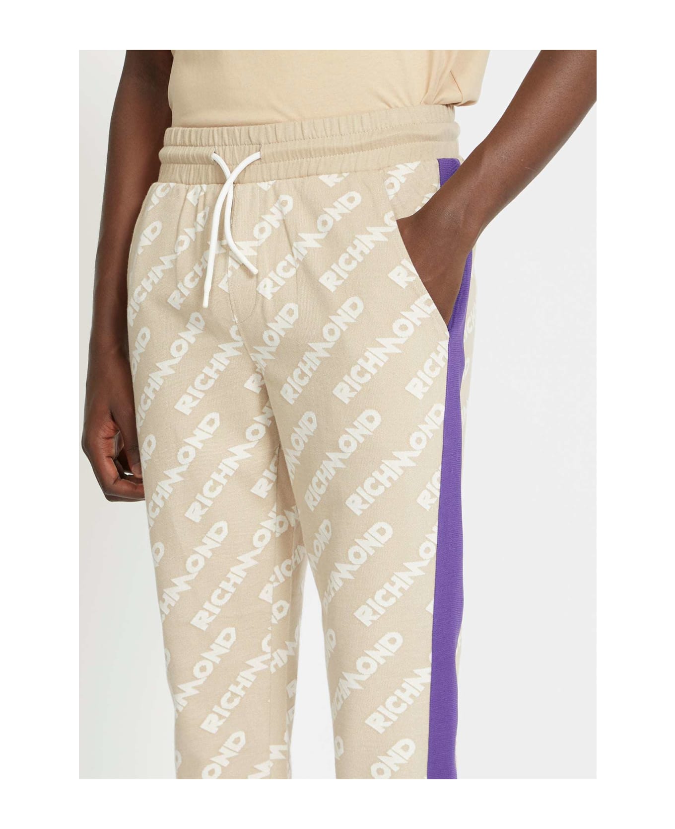 John Richmond Jogging Pants With Contrasting Logo On The Back - Beige