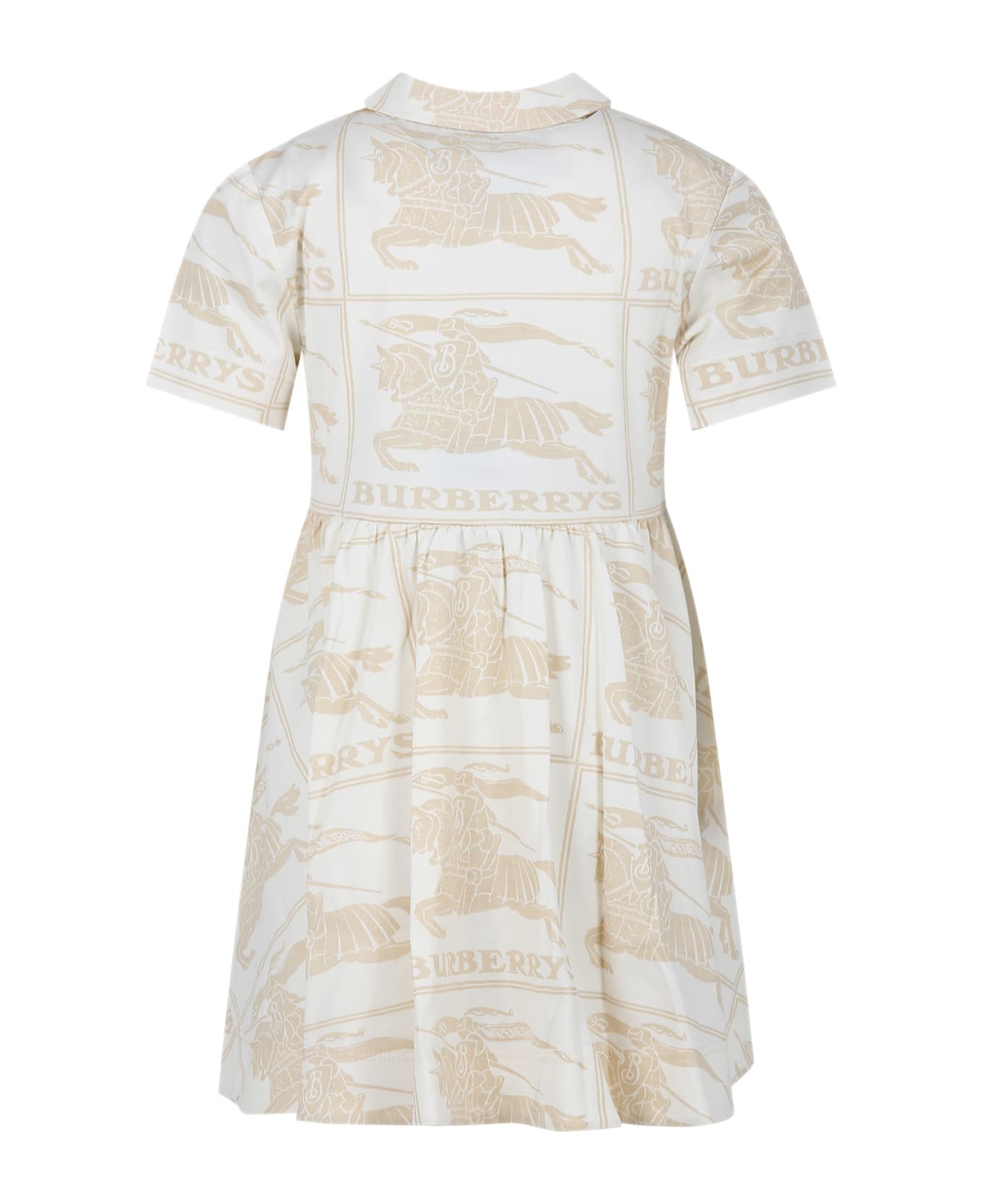 Burberry Ivory Dress For Girl With All-over Logo - Ivory ワンピース＆ドレス