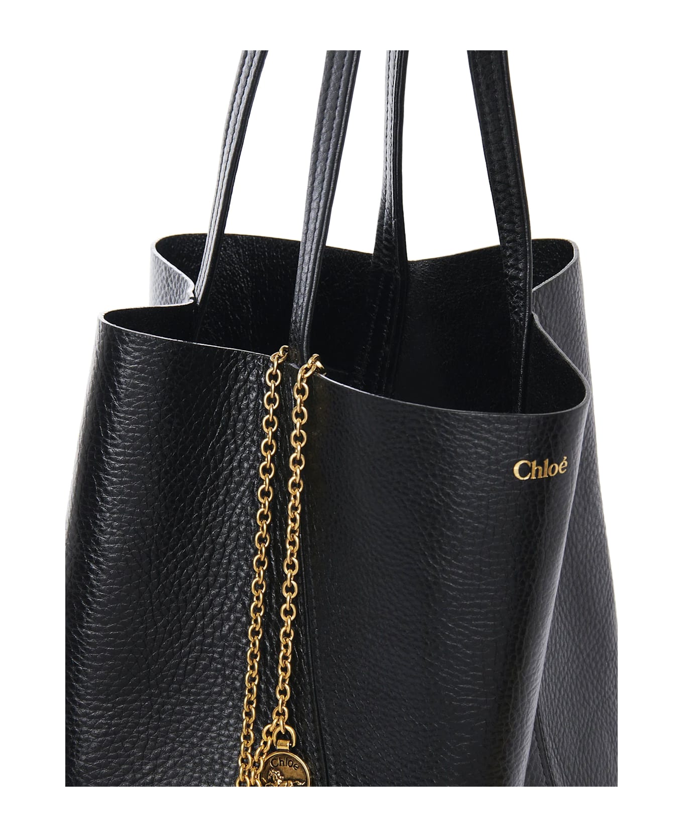 Chloé Spin Leather Shoulder Bag - Black