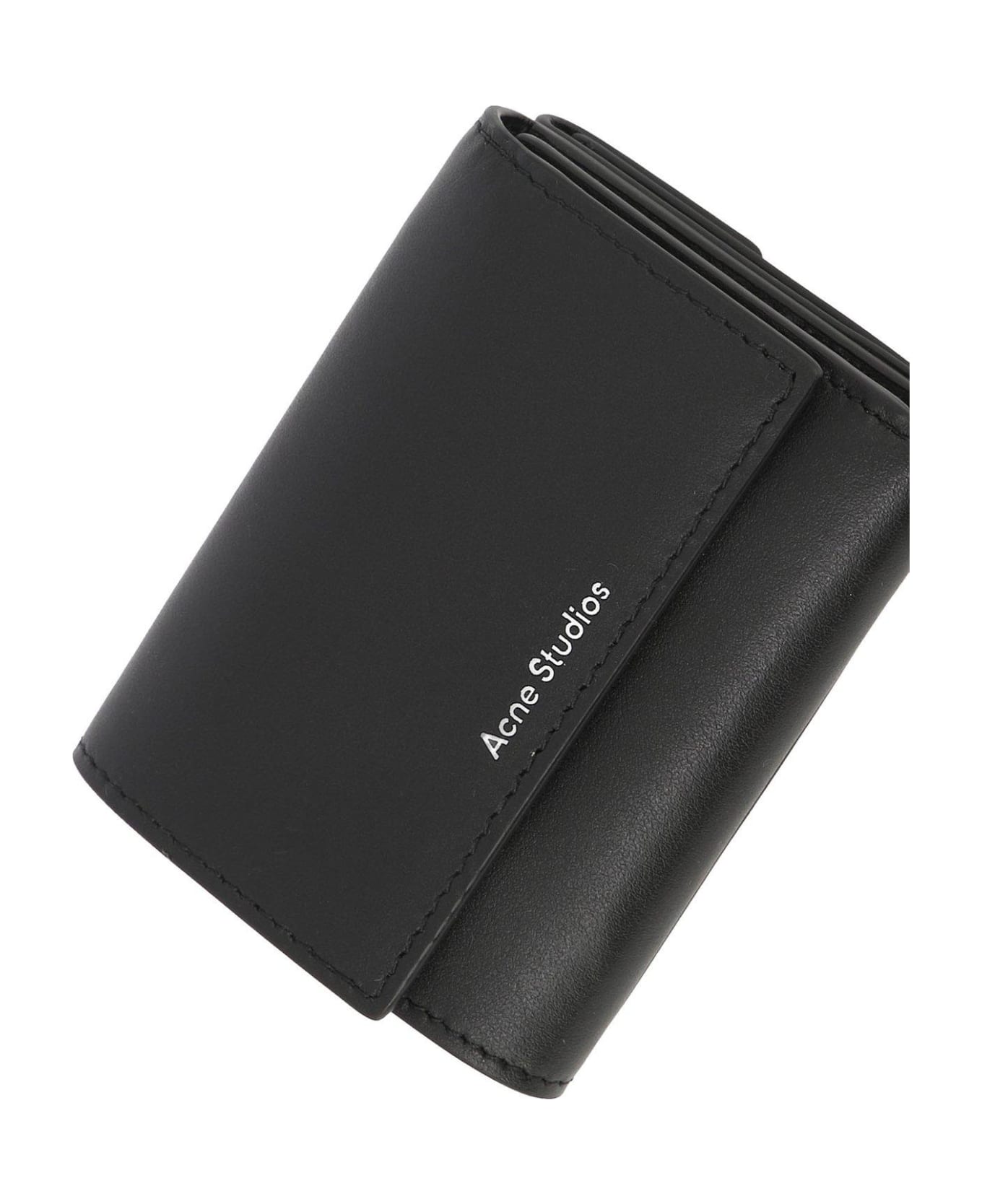 Acne Studios Logo Detailed Tri-fold Wallet - Black 財布