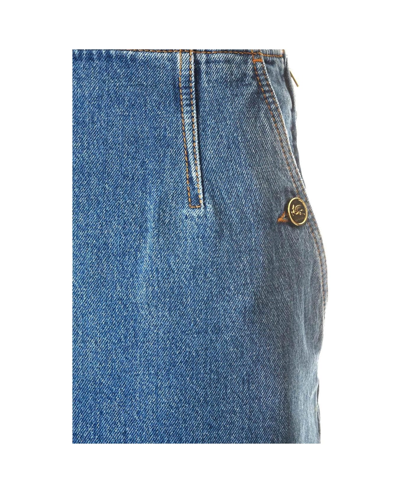 Etro Washed Denim Long Skirt - Azzurro