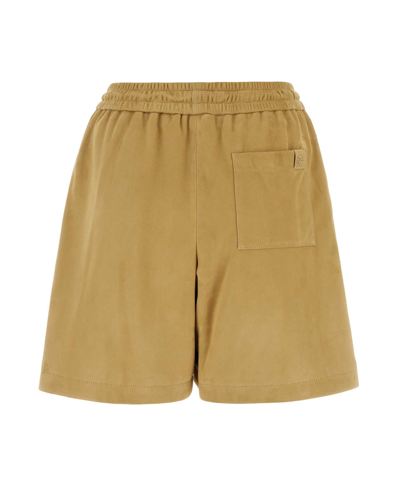 Loewe Beige Suede Shorts - GOLD