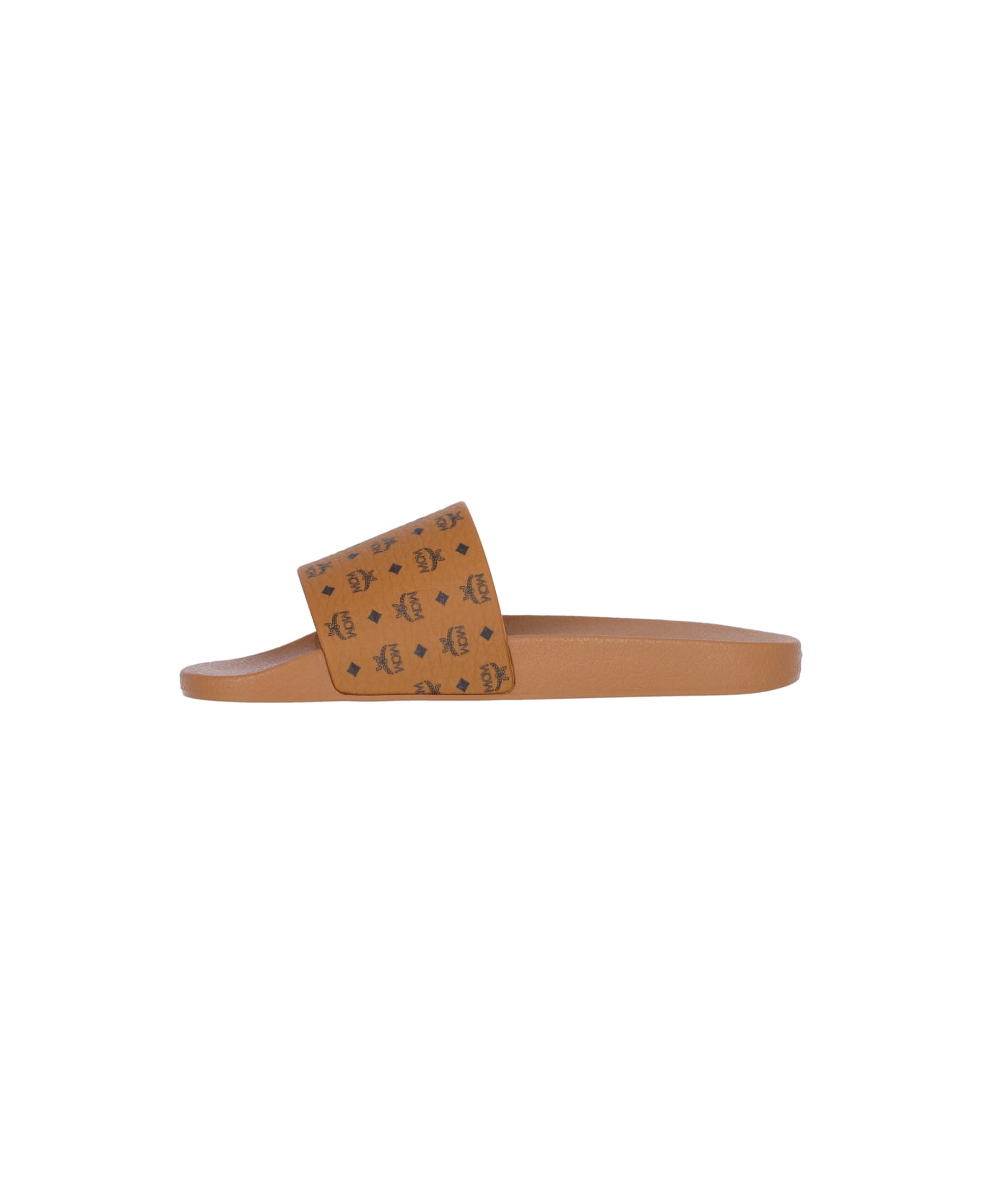 MCM Monogram Slide Sandals - Brown