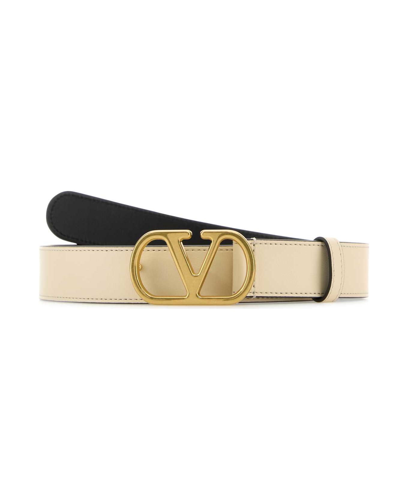 Valentino Garavani Ivory Leather Vlogo Belt - BUTTERWHITE