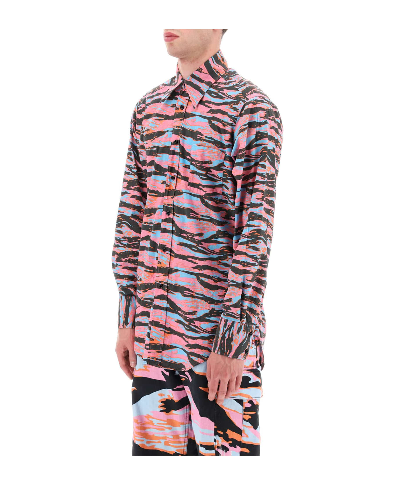 ERL Camouflage Cotton Shirt - ERL PINK RAVE CAMO 2 (Black) シャツ