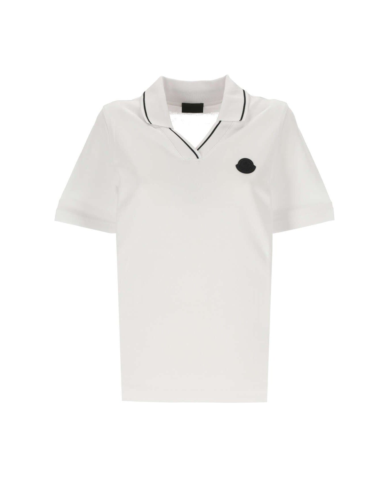 Moncler Logo Patch Polo Shirt - WHITE