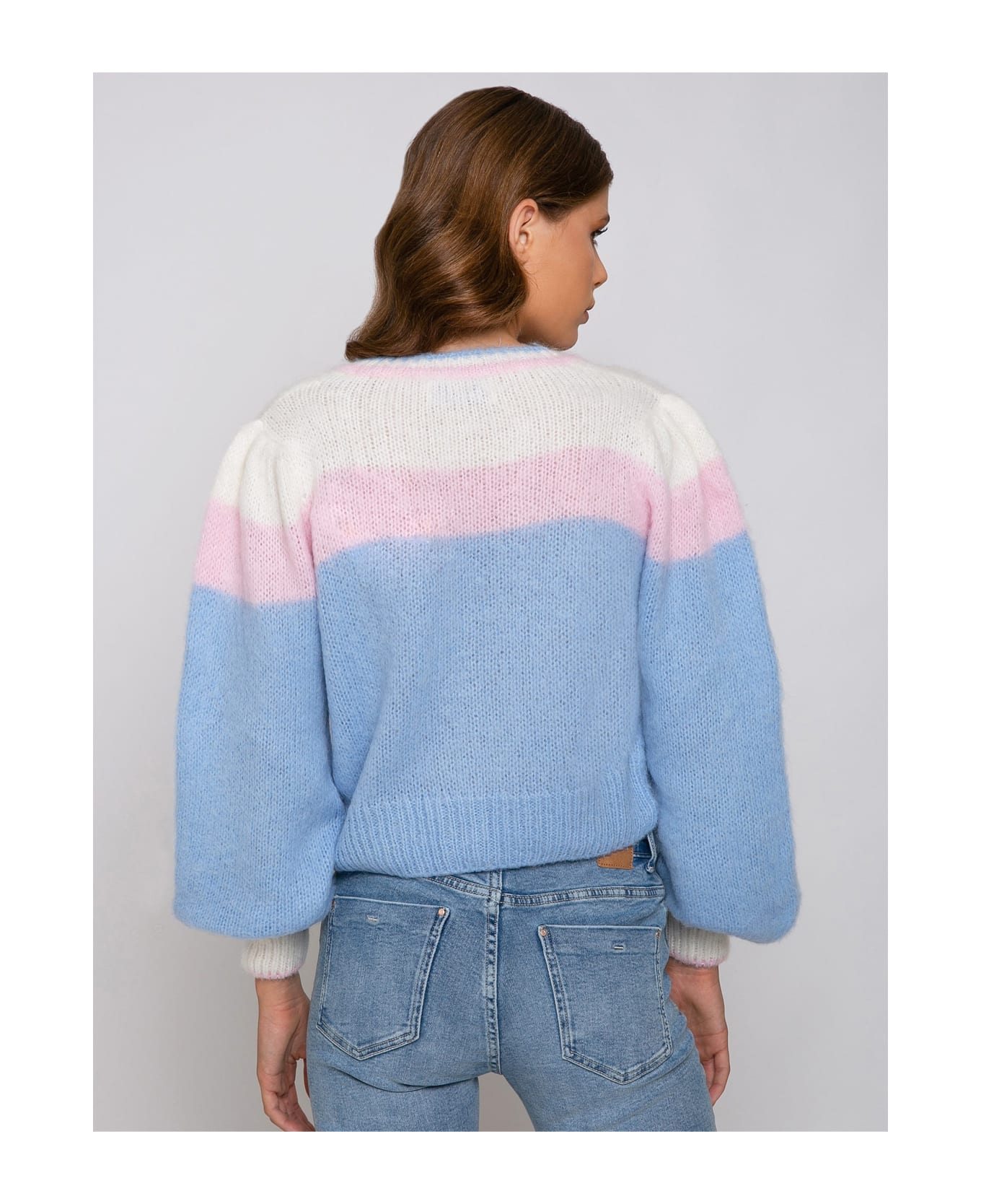 MC2 Saint Barth Brushed Knit Crop Cardigan With Puff Sleeves - PINK