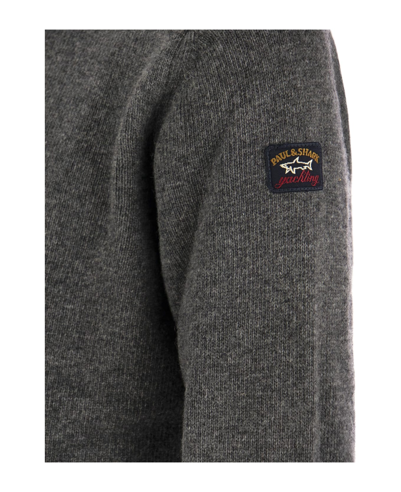 Paul&Shark Wool Crew Neck With Arm Patch - Grey ニットウェア