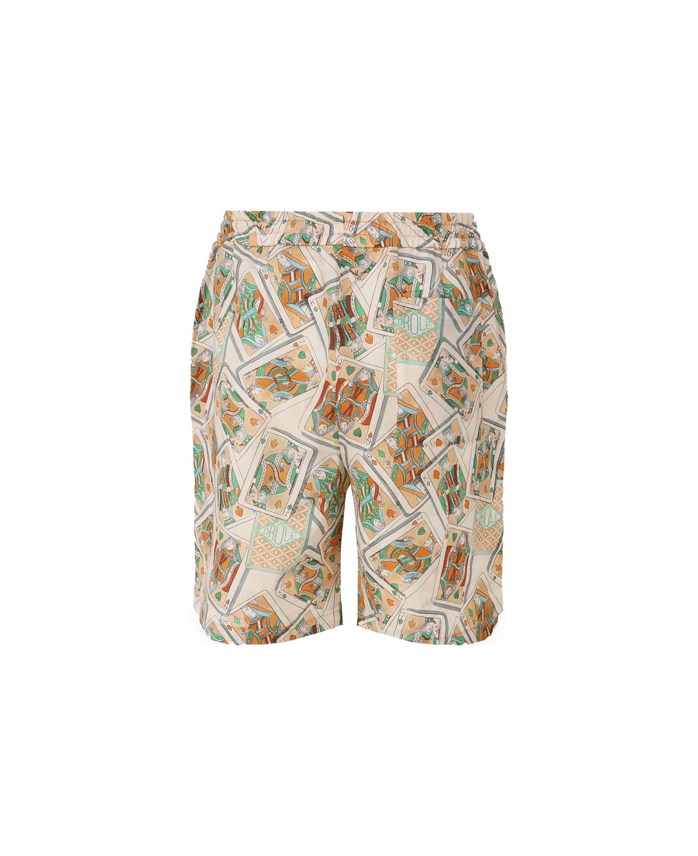 Drôle de Monsieur Jeu De Cartes Linen And Cotton Blend Bermuda Shorts - Multicolor ショートパンツ