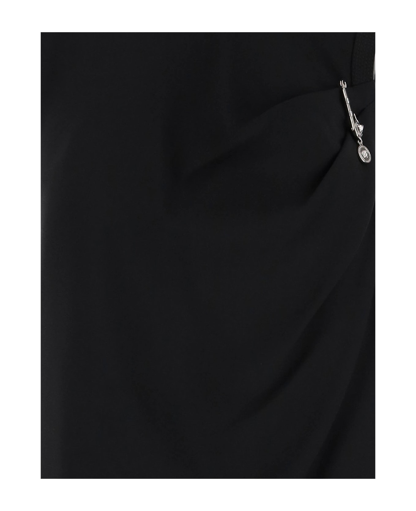 Versace Satin Dress With Safety Pin - Black