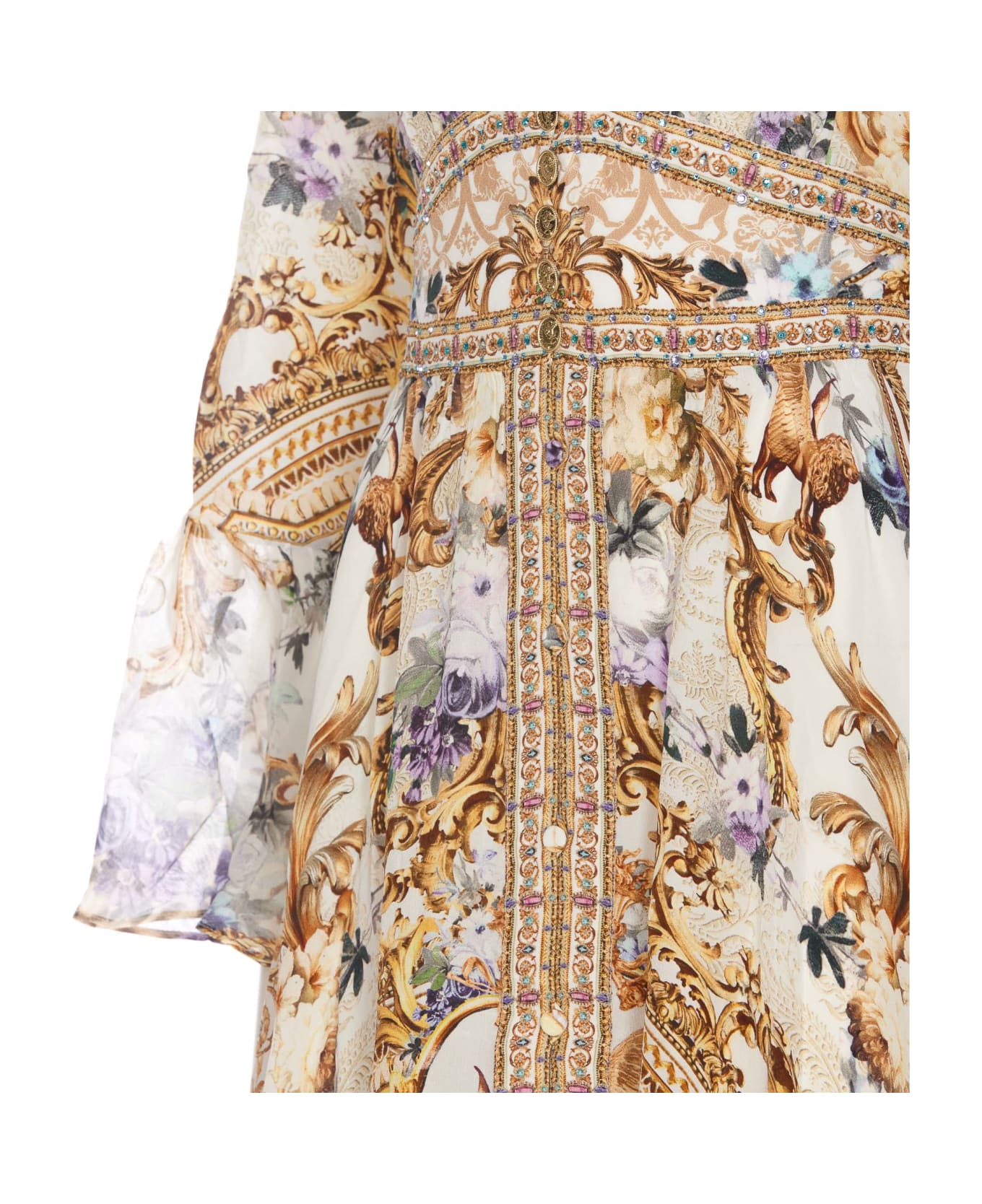 Camilla Shaped Waistband Dress With Ruffle Sleeve - MultiColour ワンピース＆ドレス