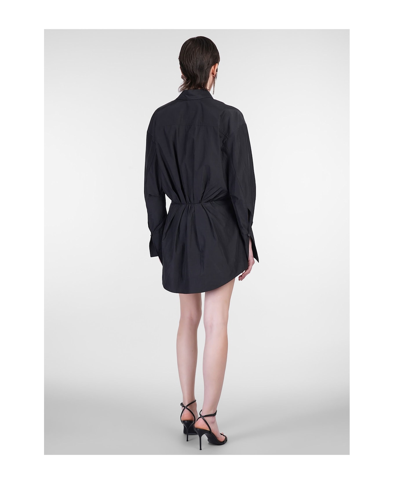 The Andamane Whitelotus Mini Mini Dress In Black Cotton - black