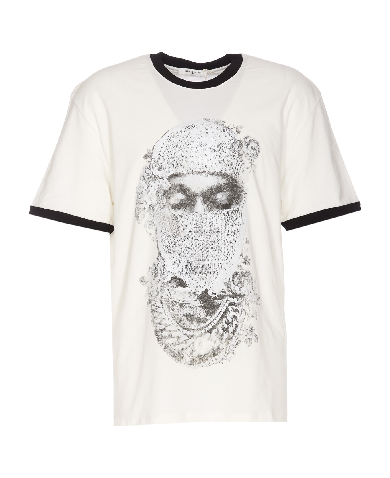 ih nom uh nit Mask Roses Distressed Print And Logo T-shirt - White