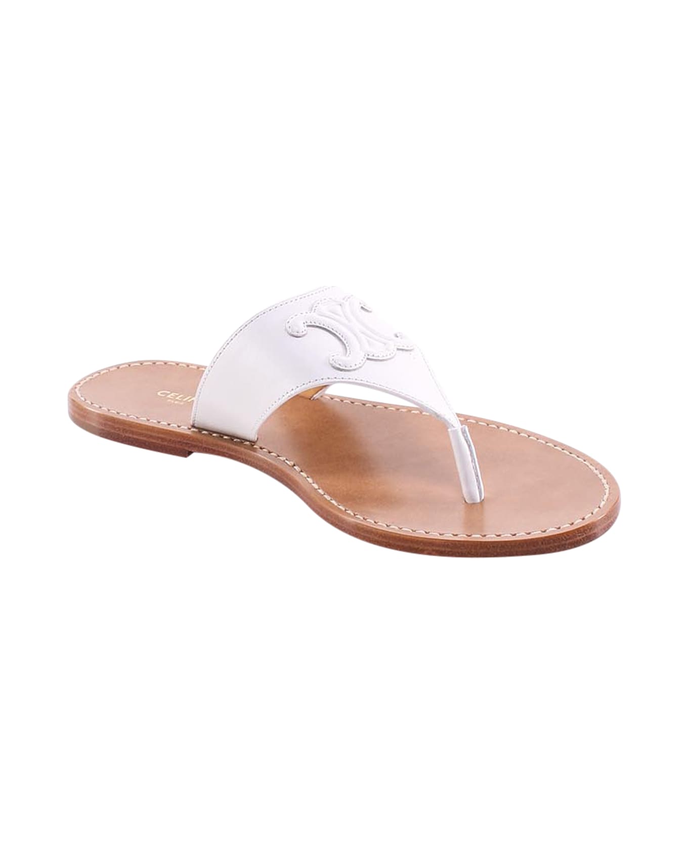 Celine Triomphe Sandals - White