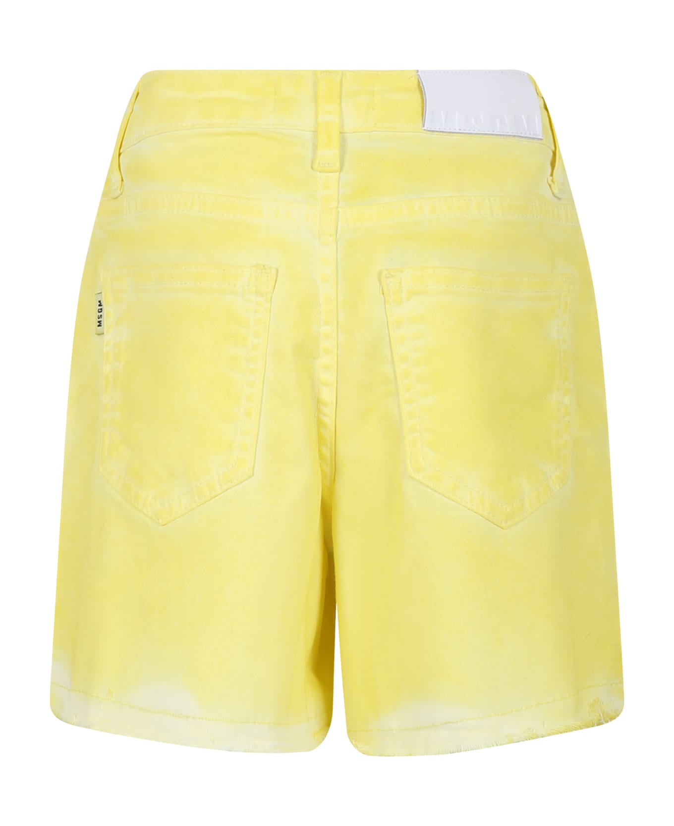 MSGM Yellow Shorts For Girl With Logo - Yellow
