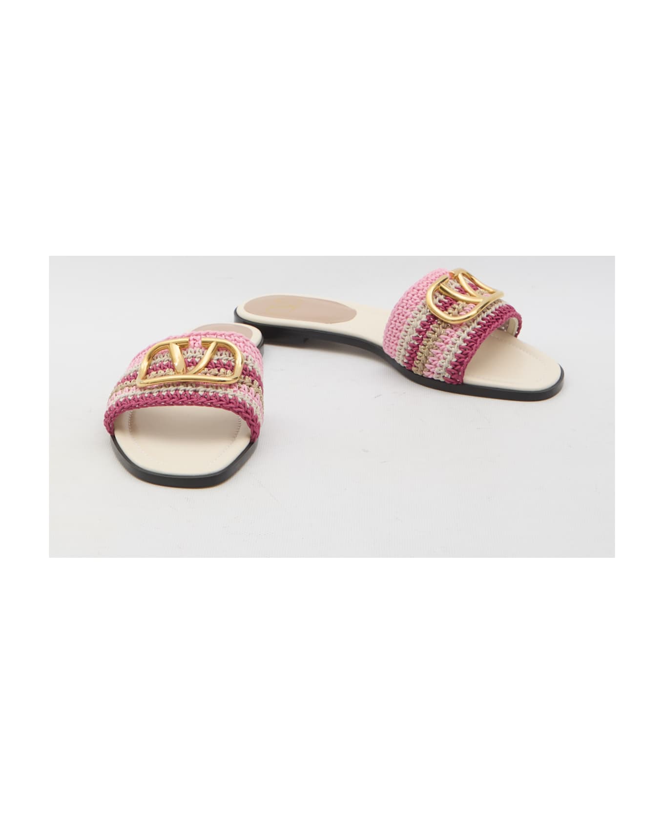 Valentino Garavani Vlogo Signature Slide Sandals - GOLD サンダル
