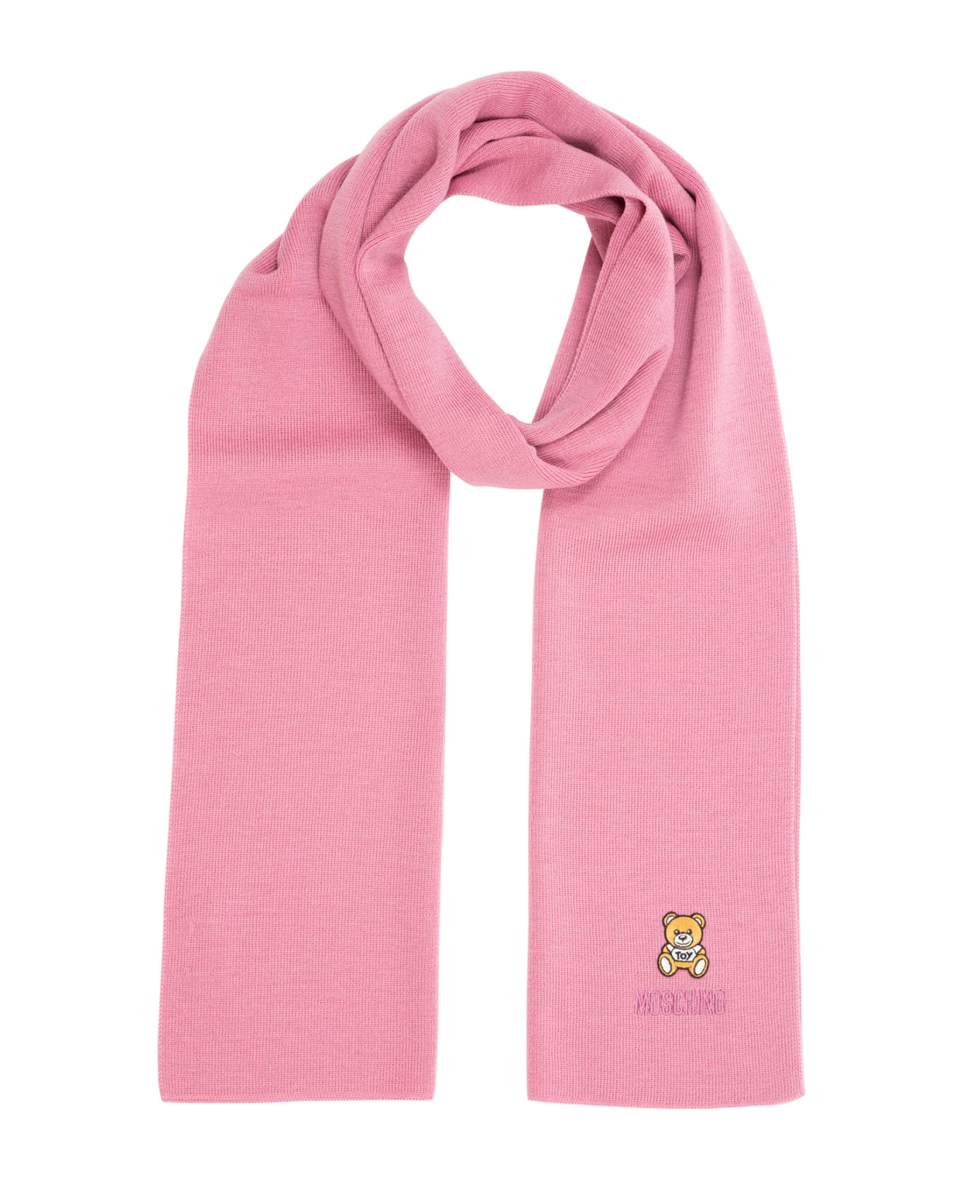 Moschino Teddy Bear Wool Wool Scarf - Pink