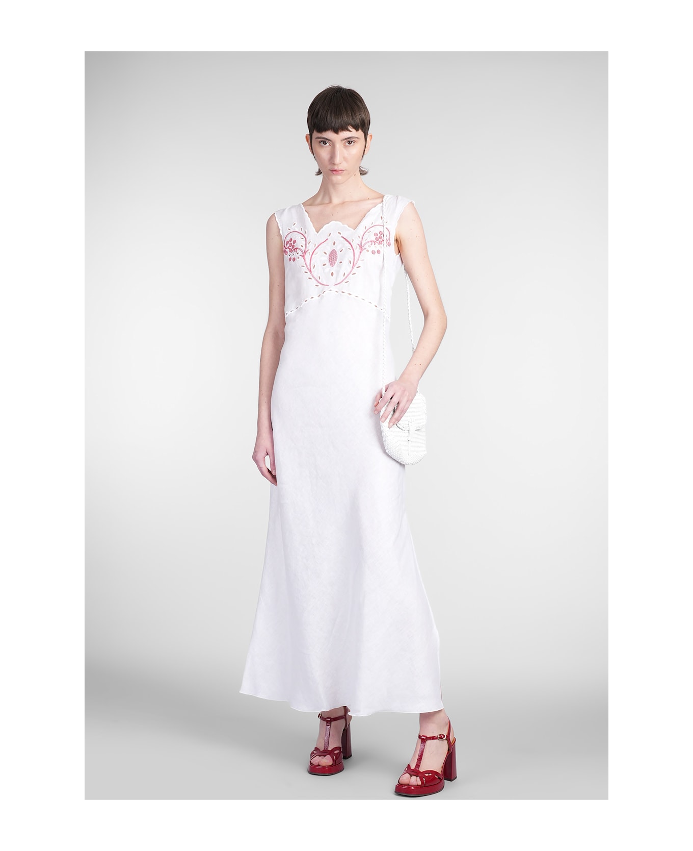 Holy Caftan Athina Long Dress In White Linen - white