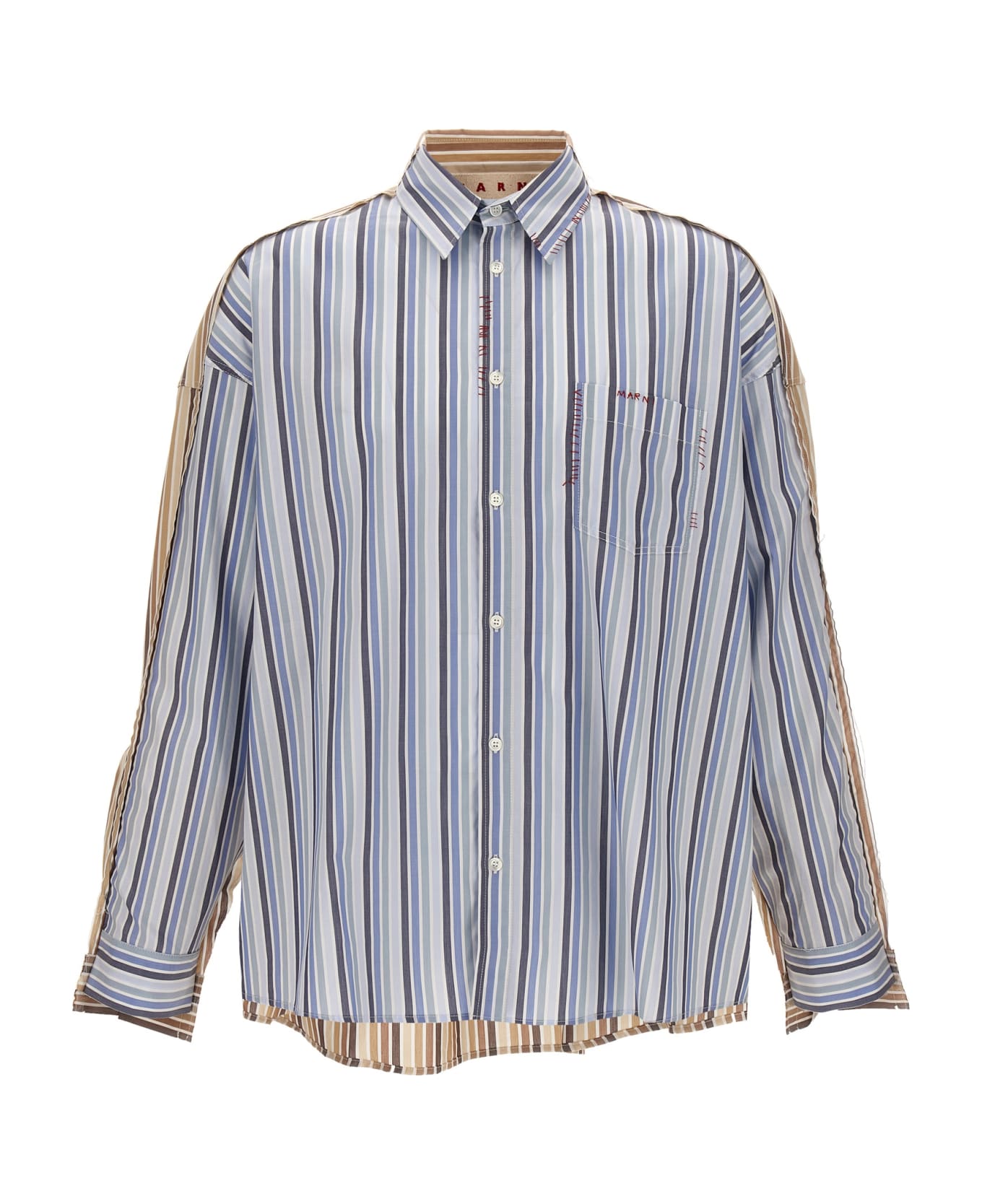 Marni Unfinished Striped Shirt - Lake