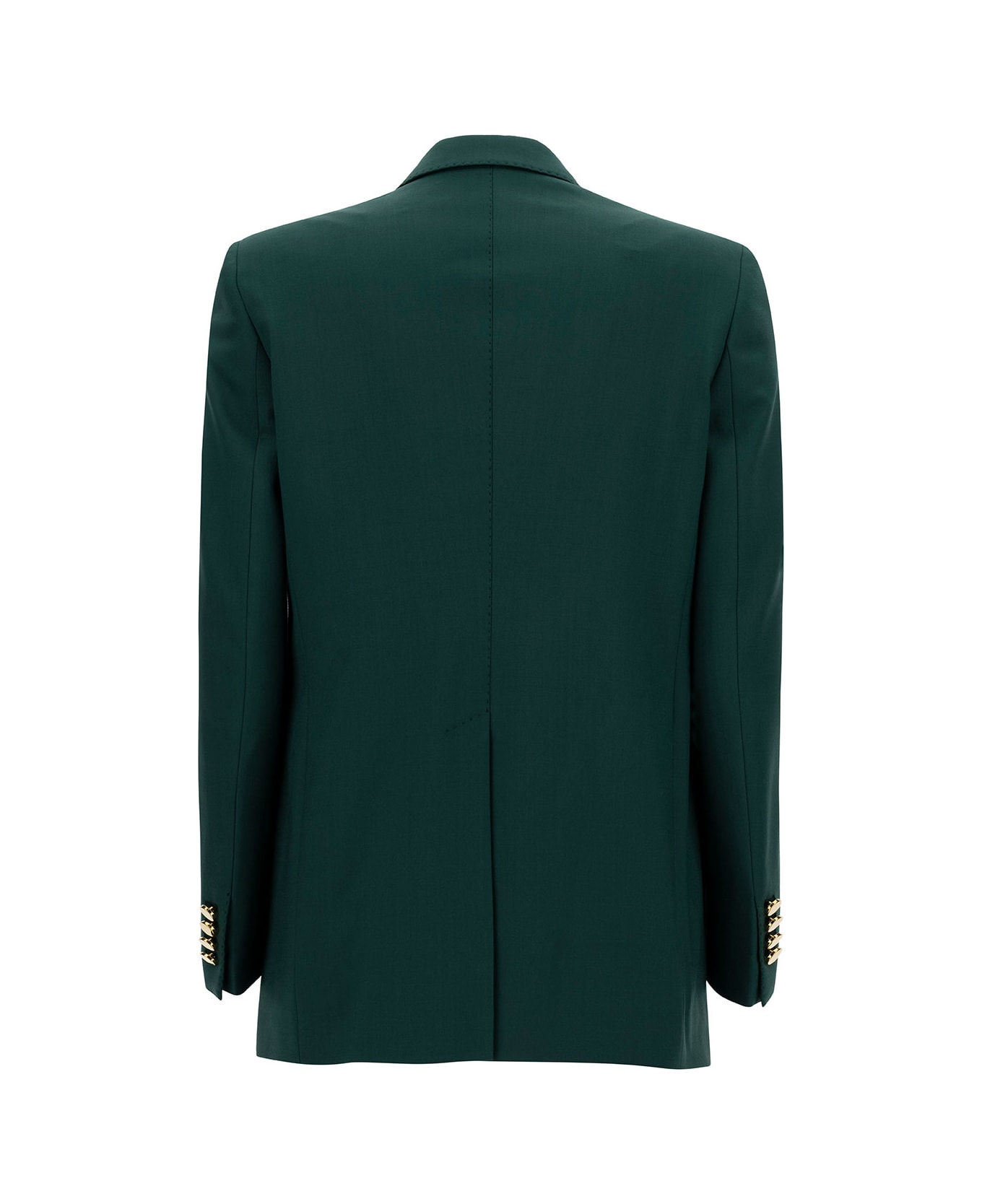 Tagliatore 'jasmine' Green Double-breasted Jacket With Golden Buttons In Stretch Wool Blend Woman - Green コート