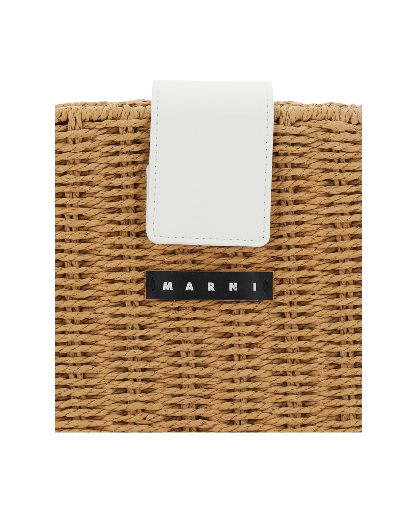 Marni Brown Shoulder Bag With Logo Patch In Paper Girl - Brown