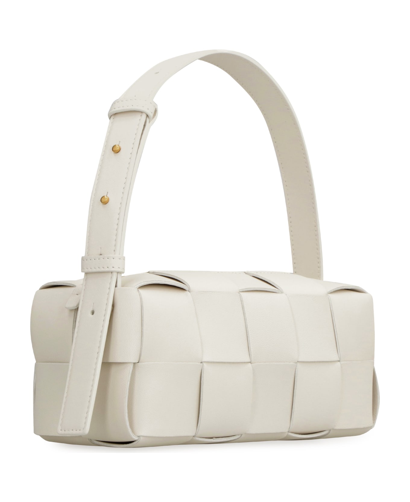 Bottega Veneta Brick Cassette Leather Shoulder Bag - White