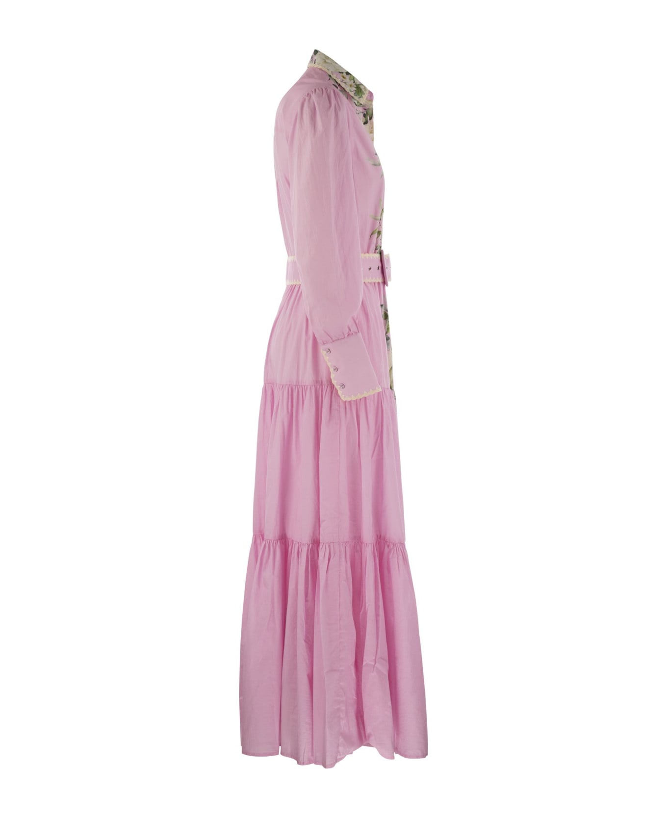 MC2 Saint Barth Long Cotton Dress With Floral Pattern - Pink