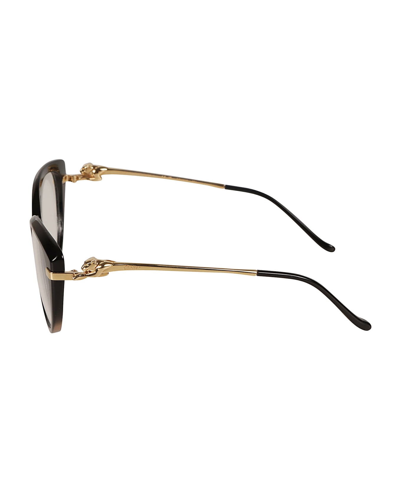 Cartier Eyewear Round Cat-eye Sunglasses Sunglasses - black-gold