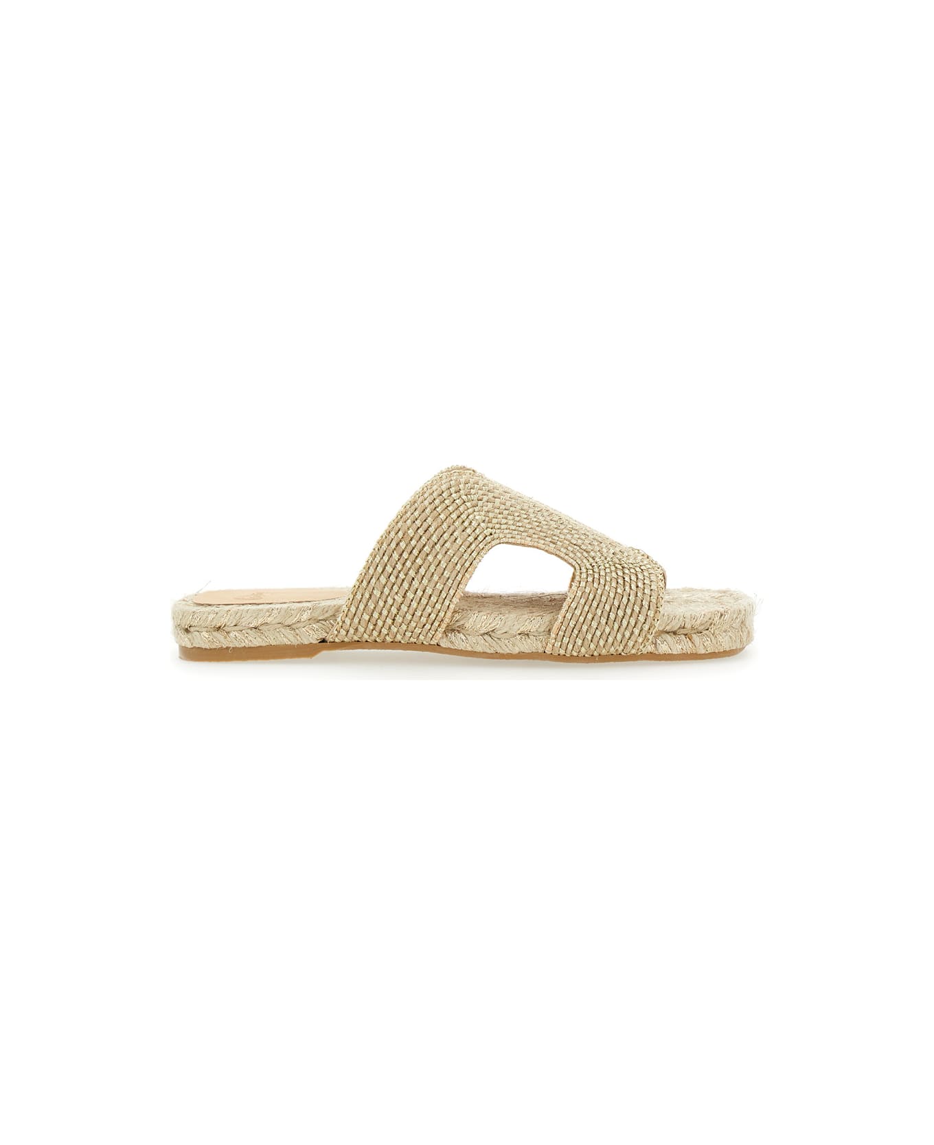 Castañer 
puri
 Beige Sandals With Open Toe And Flat Sole In Fabric Woman - Metallic
