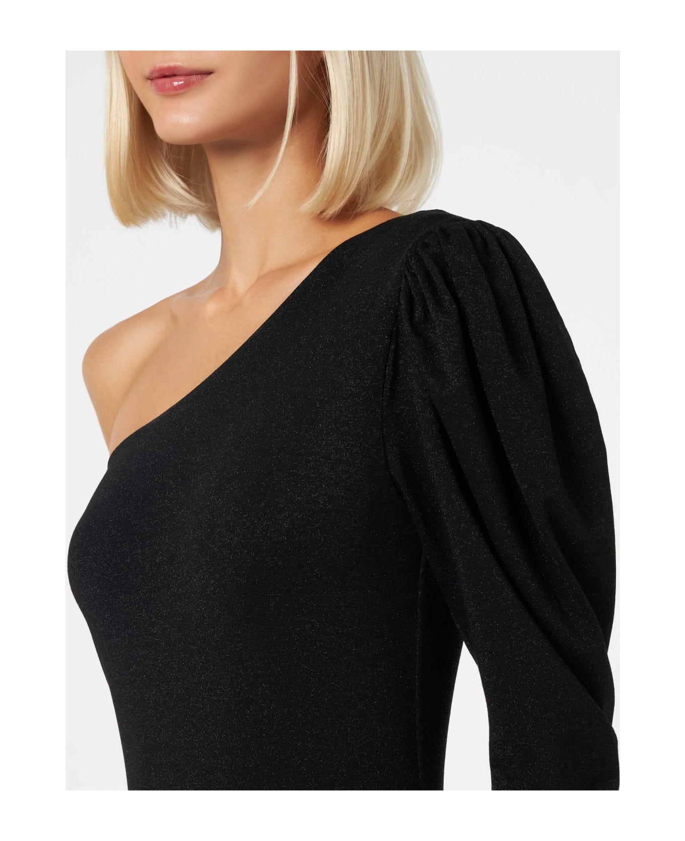 MC2 Saint Barth Knitted Glitter Black One Shoulder Swimsuit / Bodywear - BLACK