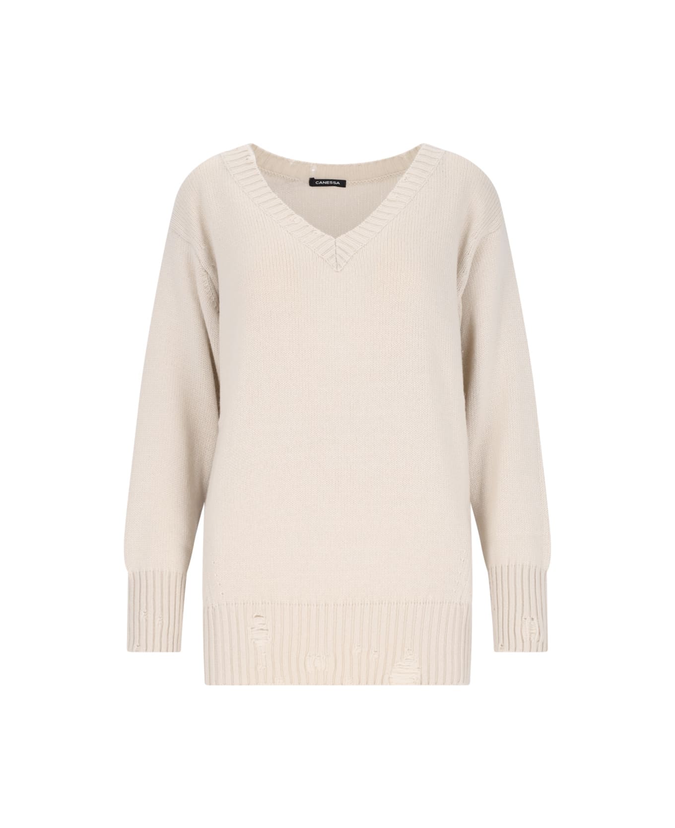 Canessa Destroyed Detail Sweater - Cream