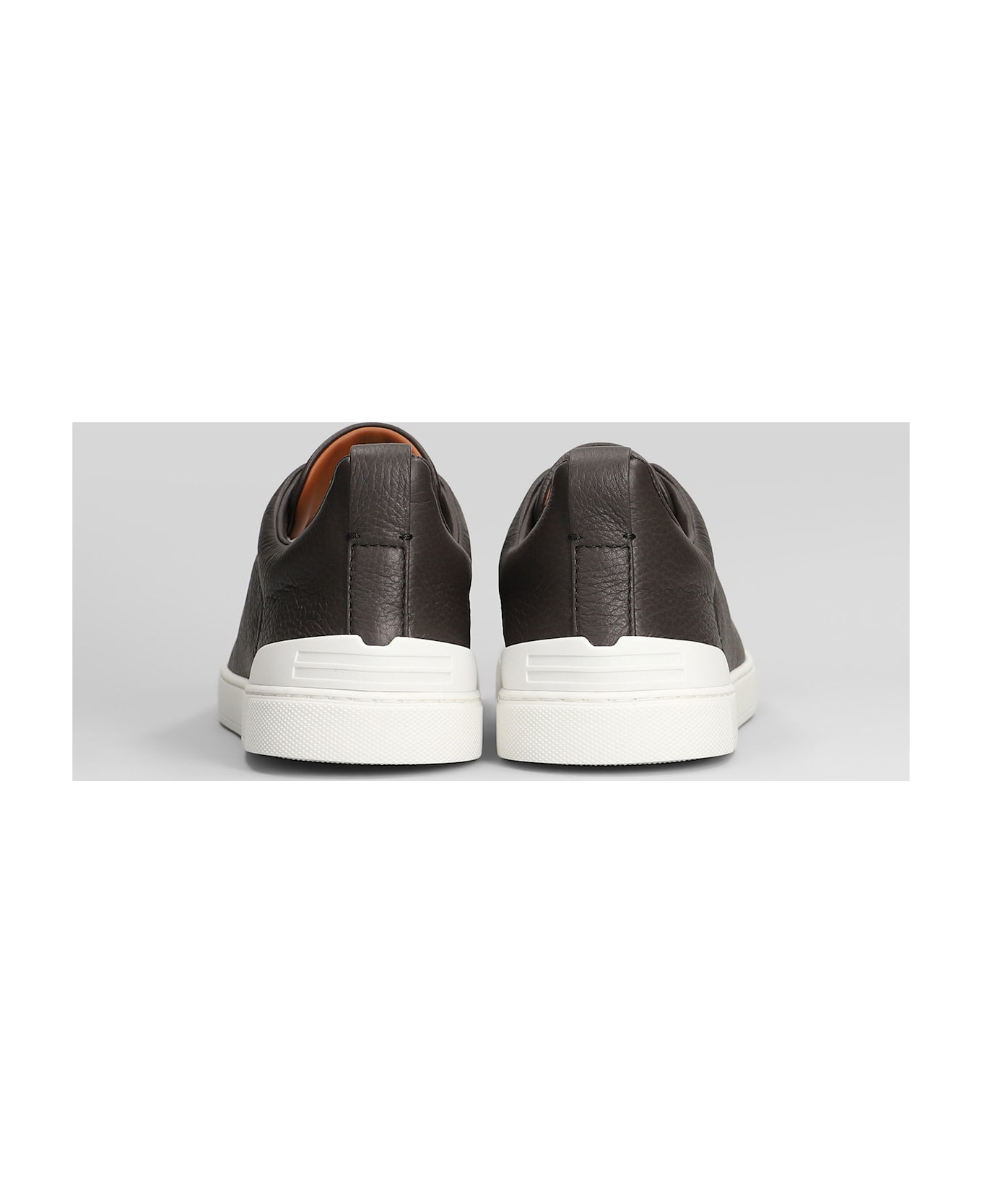 Zegna Triple Stitch Sneakers In Brown Leather - brown