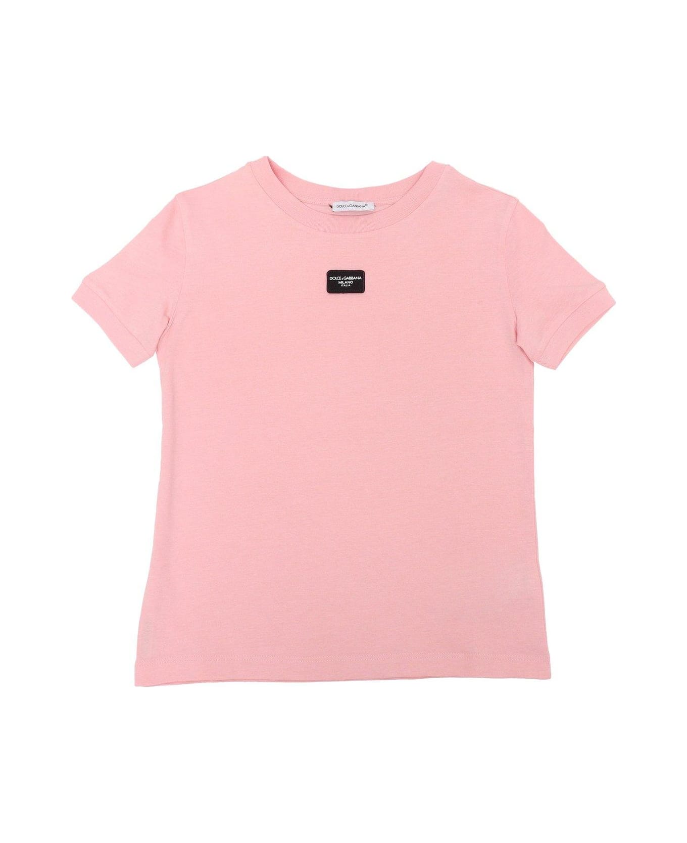 Dolce & Gabbana Logo Patch Crewneck T-shirt - Pink Tシャツ＆ポロシャツ