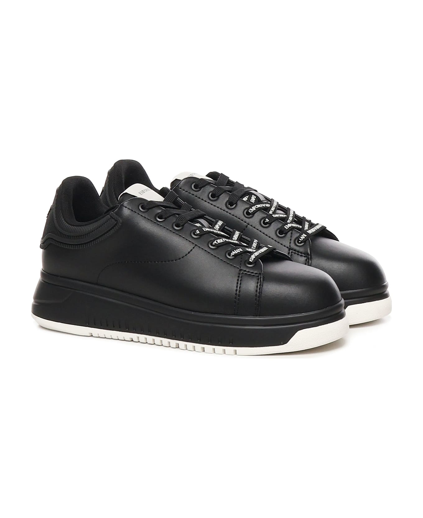 Emporio Armani Leather Sneakers - Black