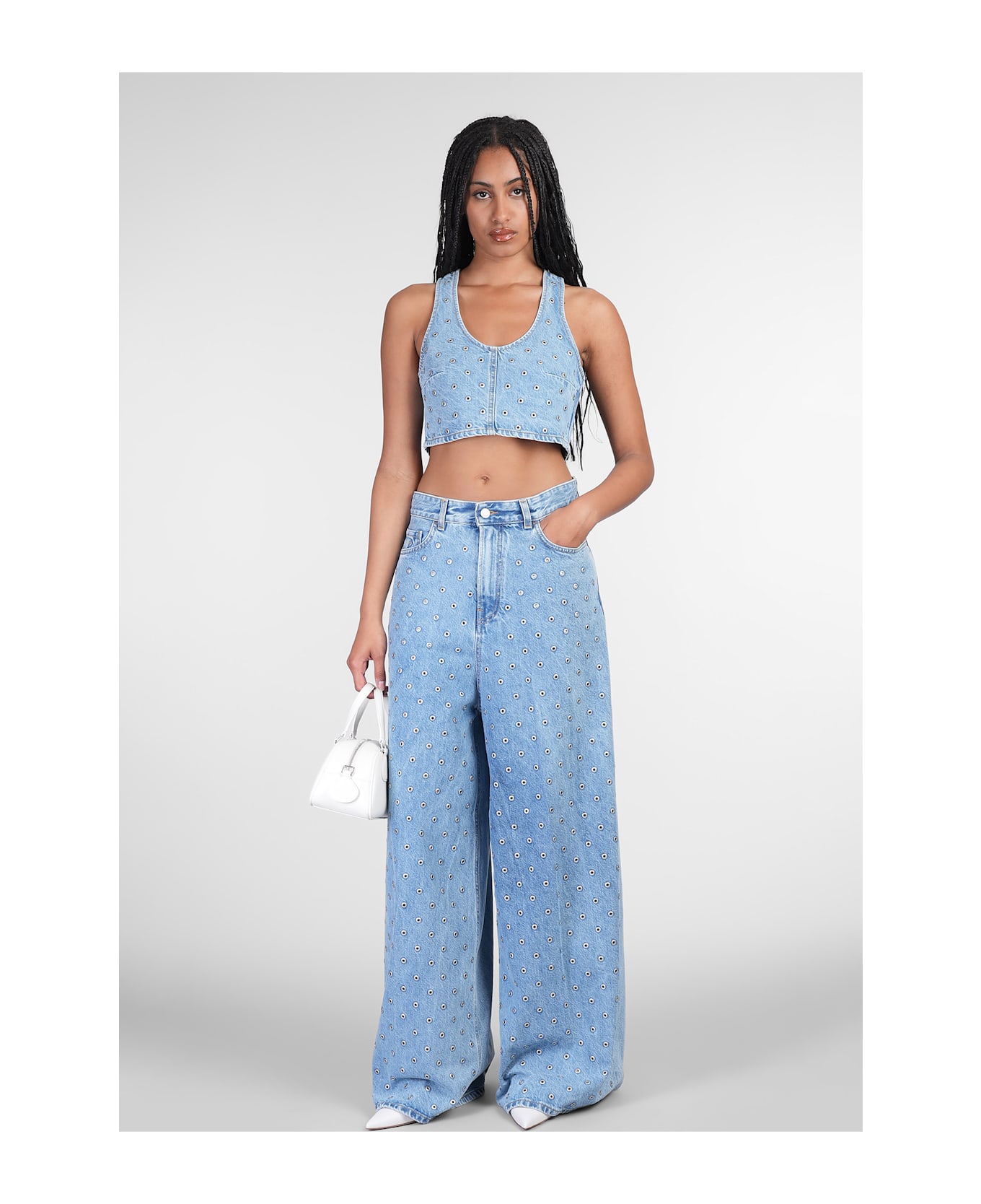 Haikure Big Bethany Jeans In Cyan Cotton - cyan