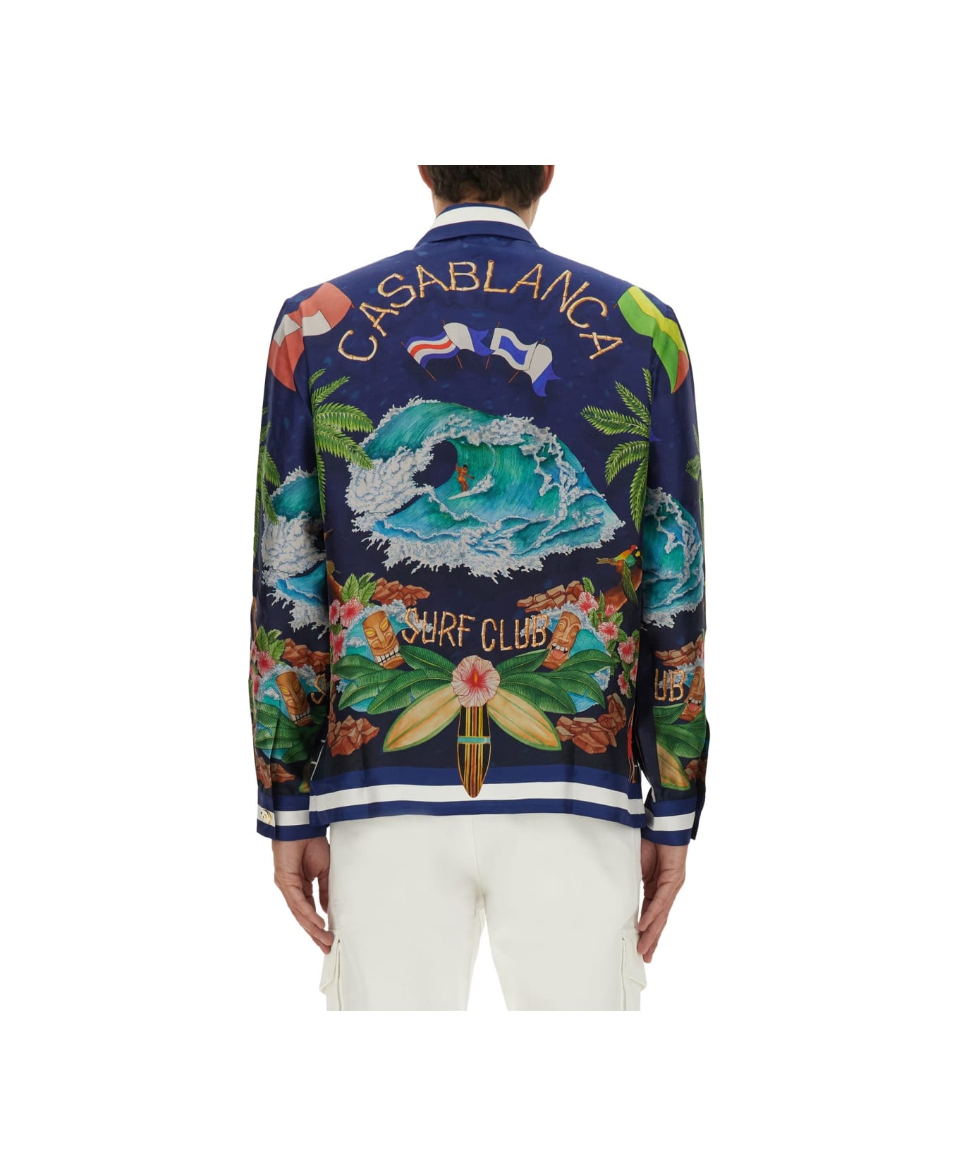 Casablanca "surf Club Midnight" Print Shirt - BLUE