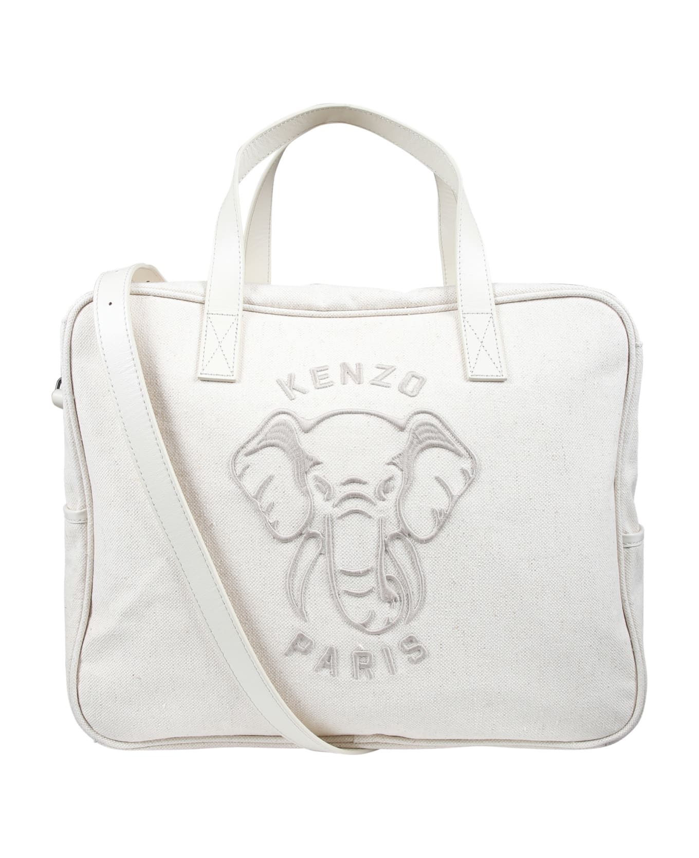 Kenzo Kids Beige Mother Bag For Babies With Logo And Elephant - Beige