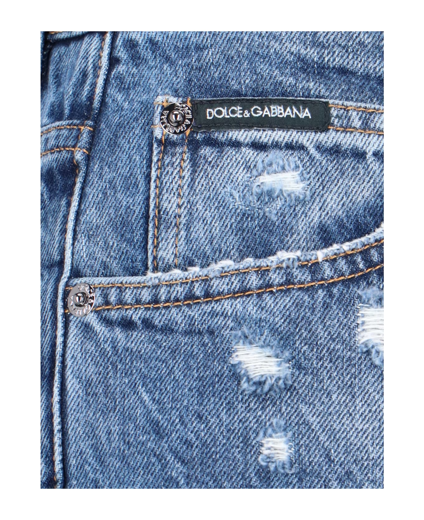 Dolce & Gabbana Destroyed Jeans - Blue デニム