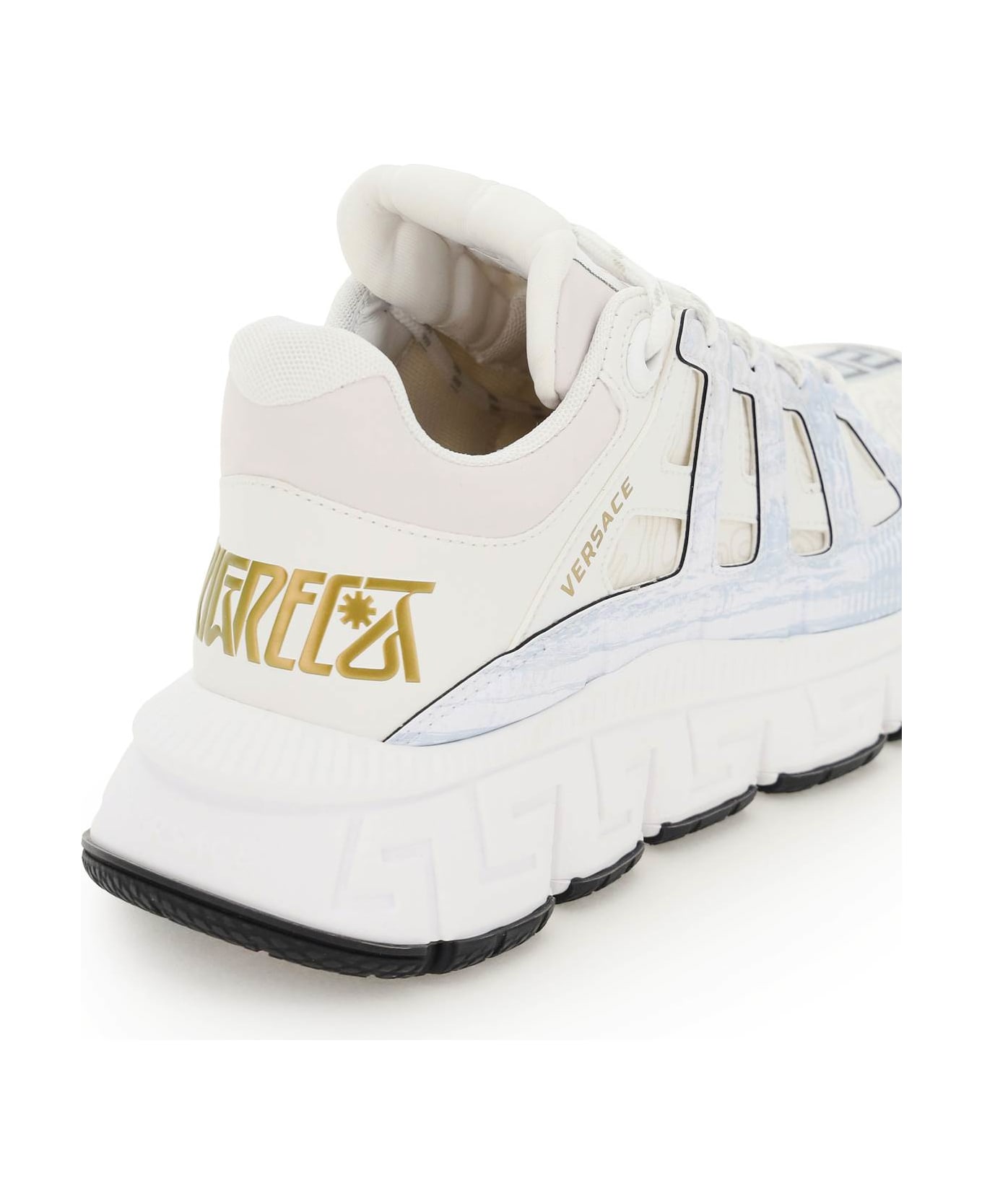 Versace White Leather Blend Trigreakers - White