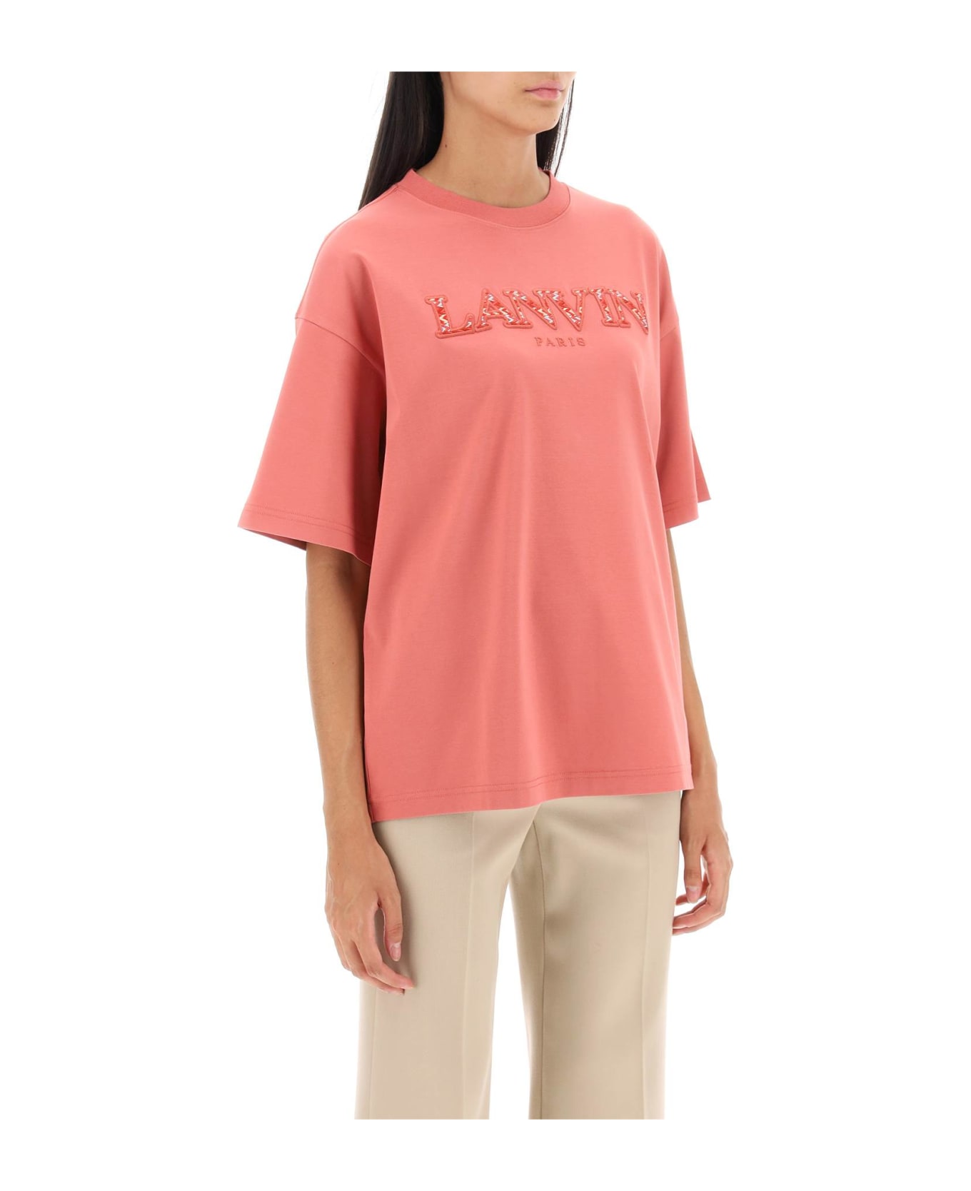 Lanvin Antiqued Pink Cotton Oversize T-shirt - LITCHI Tシャツ
