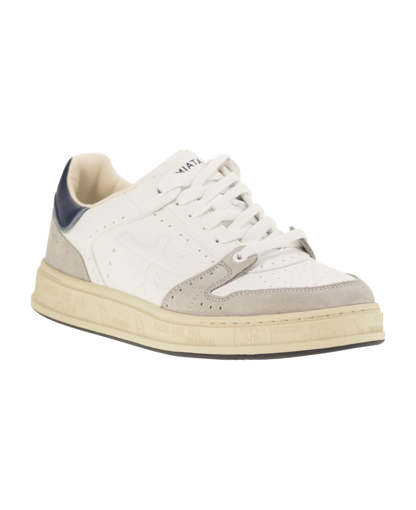 Premiata Quinn 7323 - Leather Trainers - White/blue