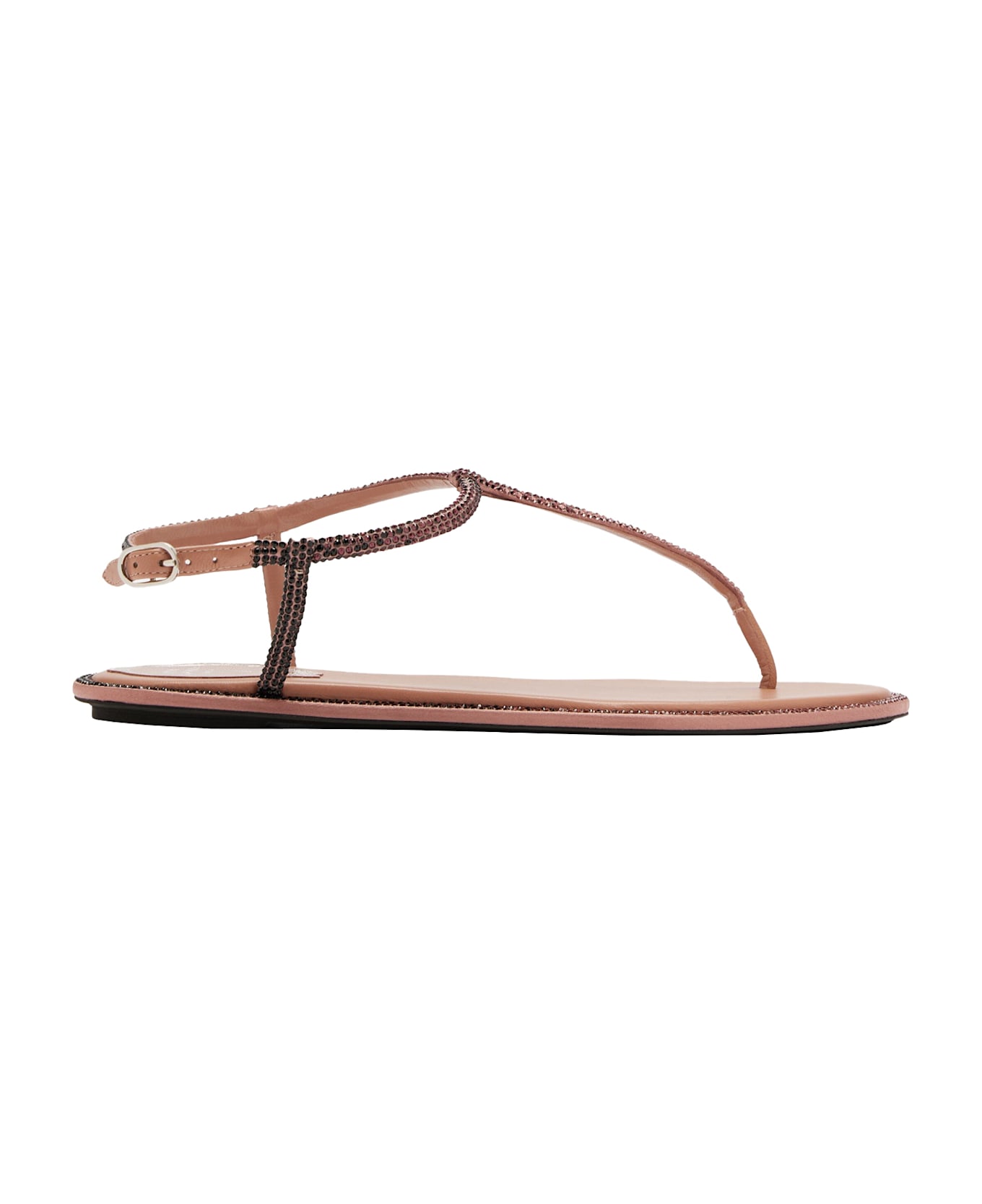 René Caovilla Antique Pink Diana Low Jewel Sandals - Pink