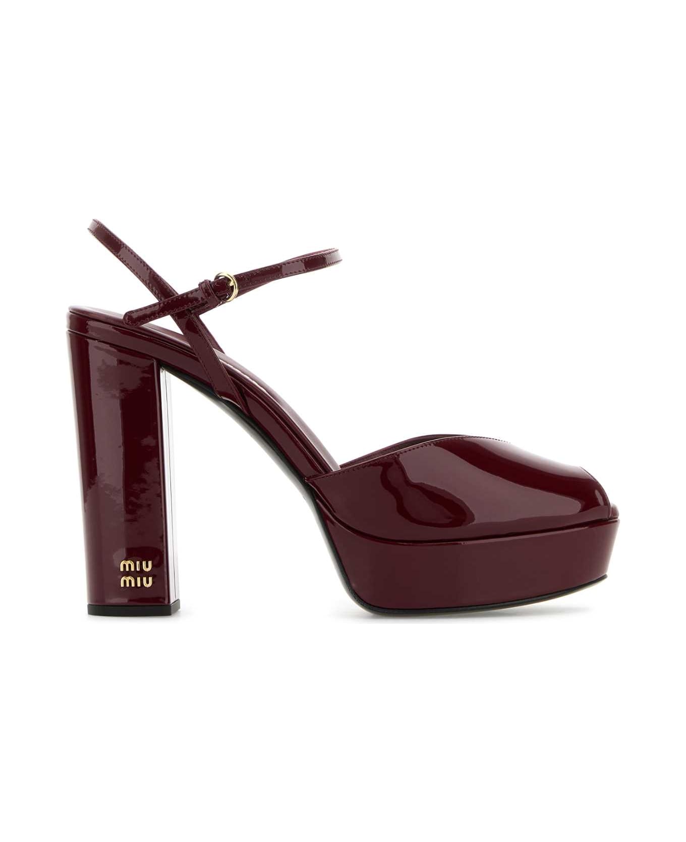 Miu Miu Burgundy Leather Sandals - PORPORA