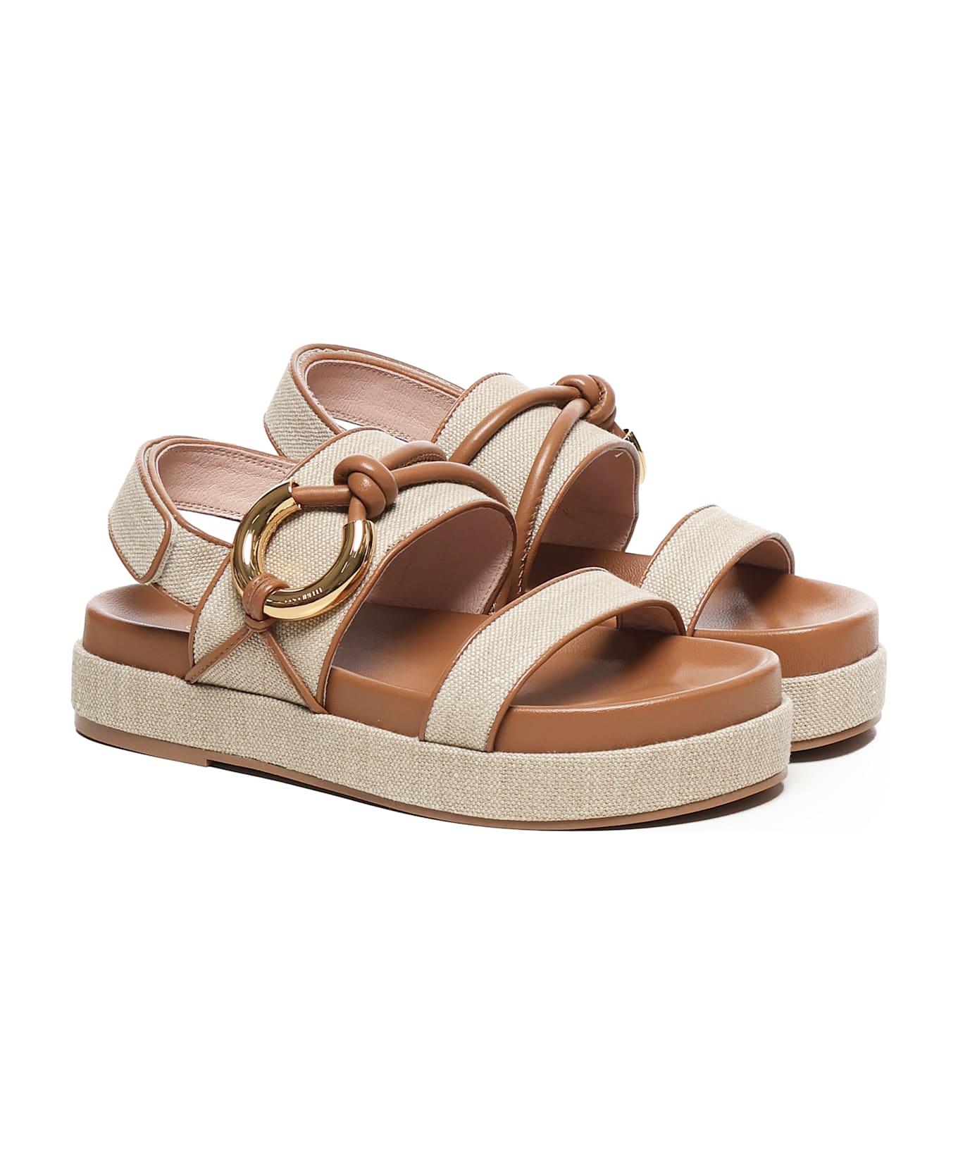 Coccinelle Carmy Canvas Platform Sandals - NATURAL/CUIR