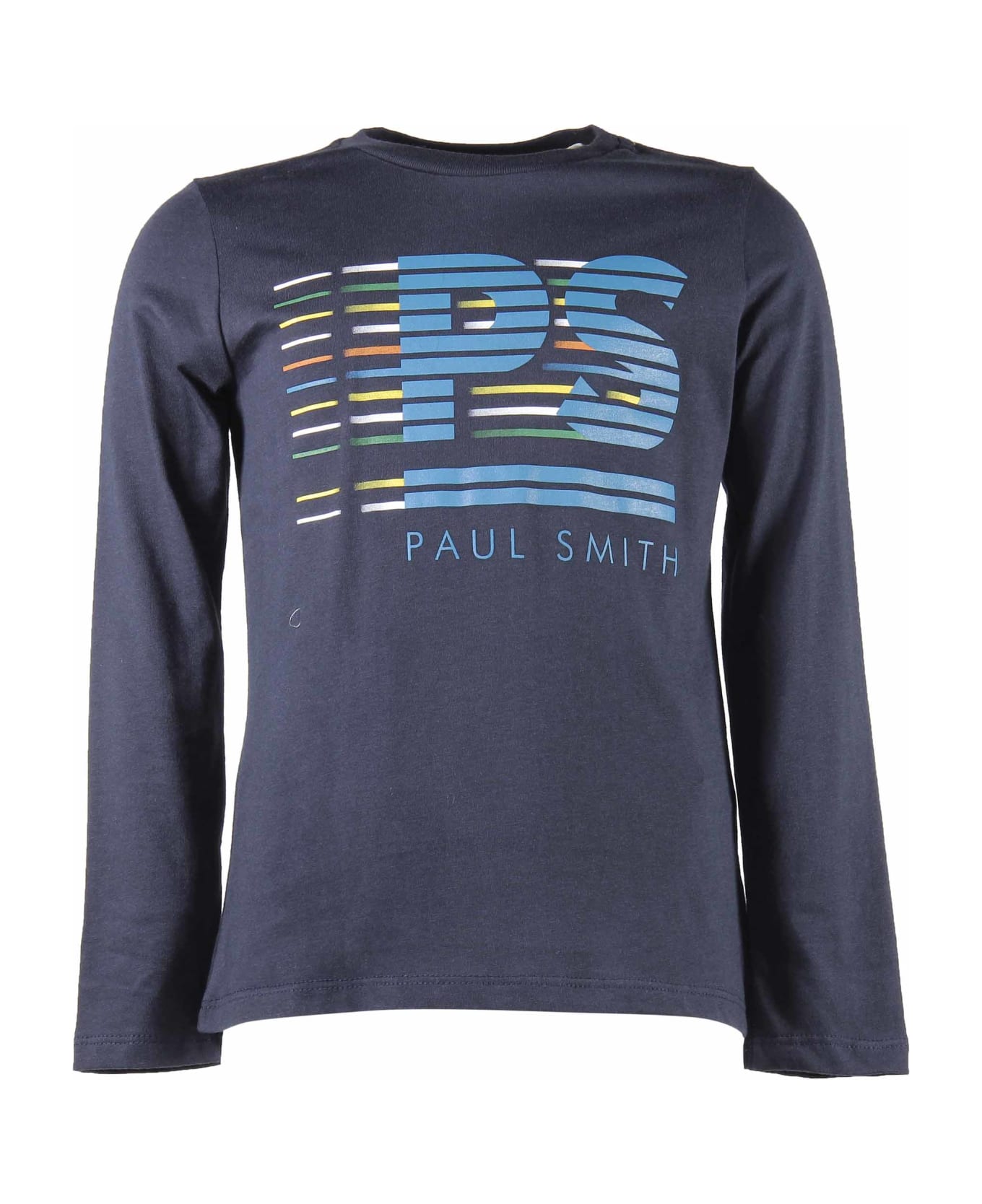Paul Smith Junior Paul Smith T-shirt Blu Navy In Jersey Di Cotone Con Logo - Blu