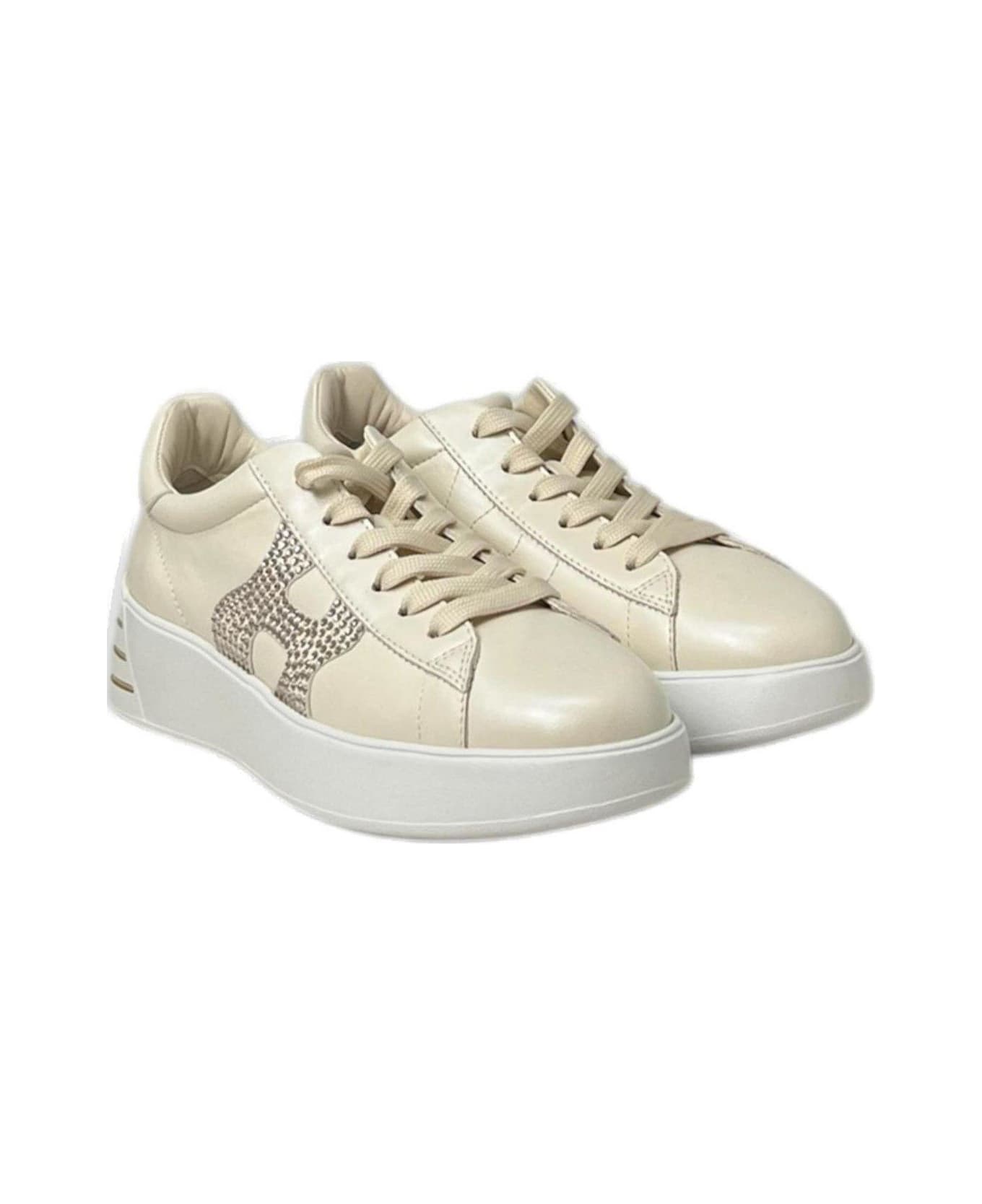 Hogan Rebel Embellished Sneakers - Beige