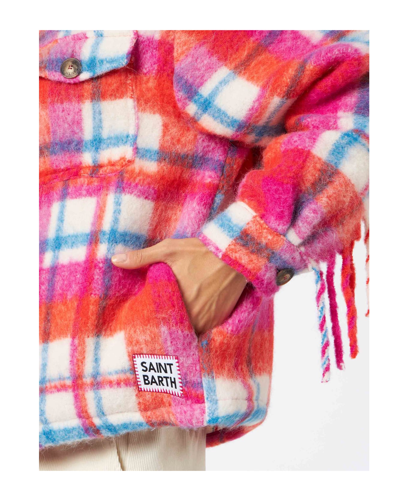 MC2 Saint Barth Woman Overshirt Jacket With Fringes - MULTICOLOR