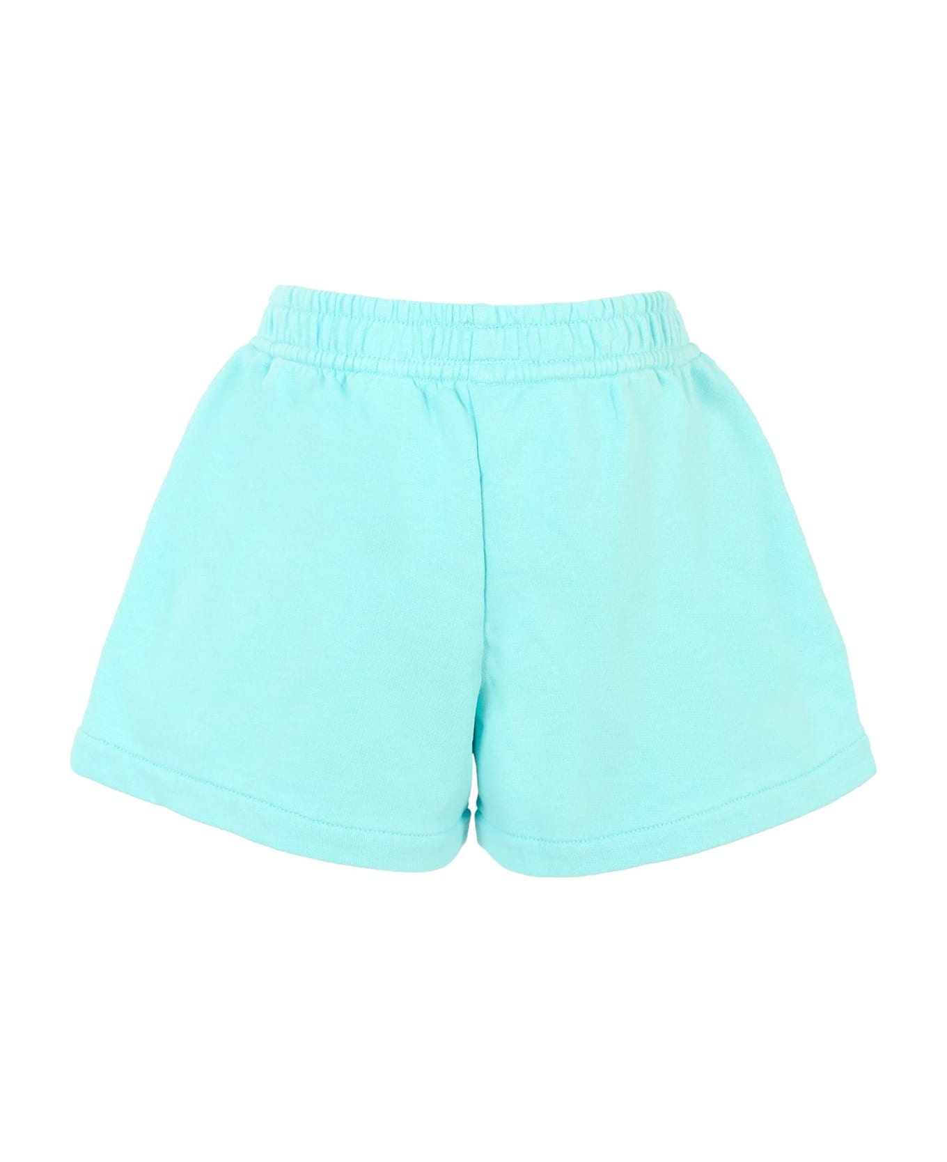 MC2 Saint Barth Light Blue Shorts For Girl With White Logo - Light Blue ボトムス