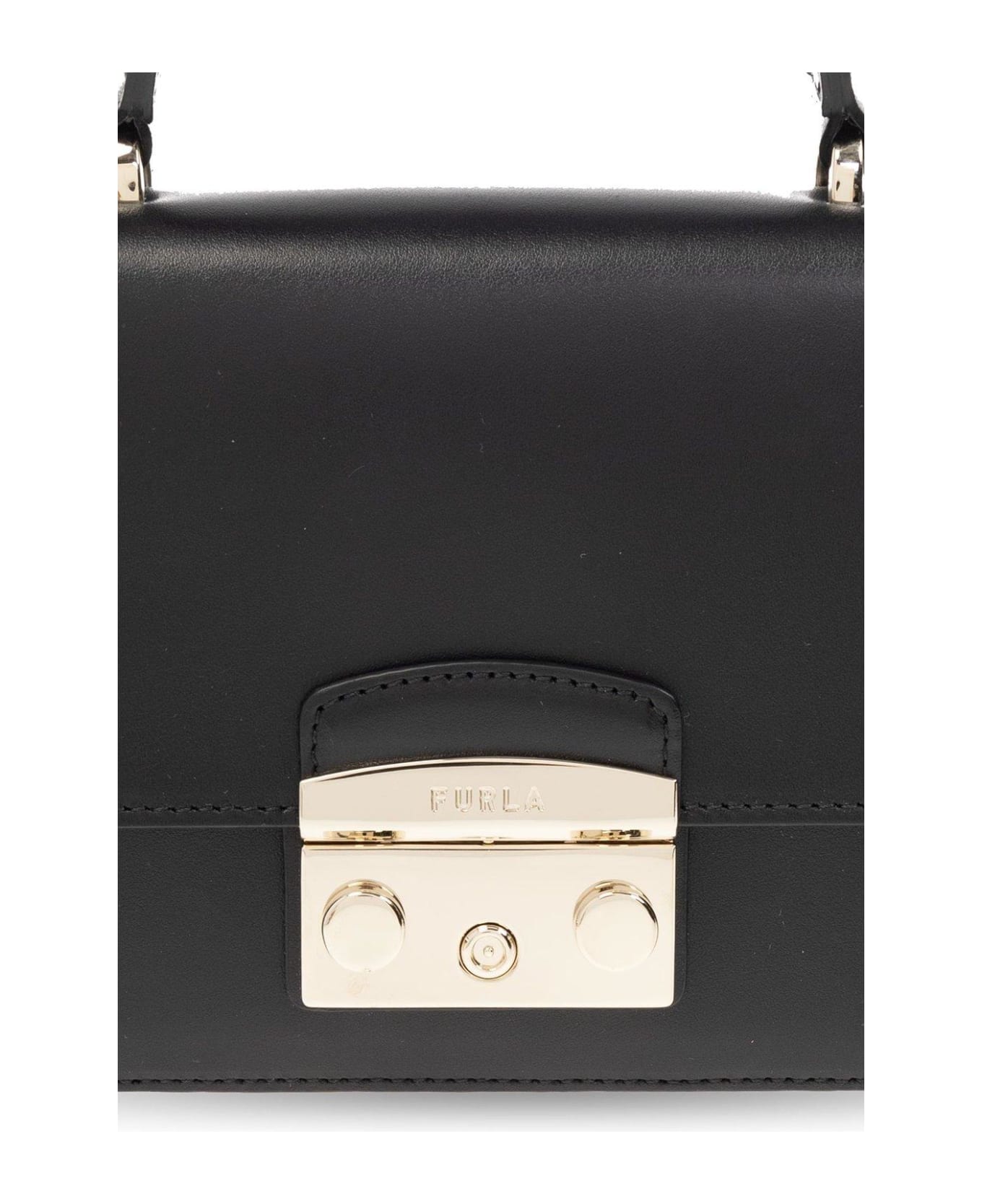 Furla Metropolis Push-lock Detailed Mini Top Handle Bag - Nero トートバッグ