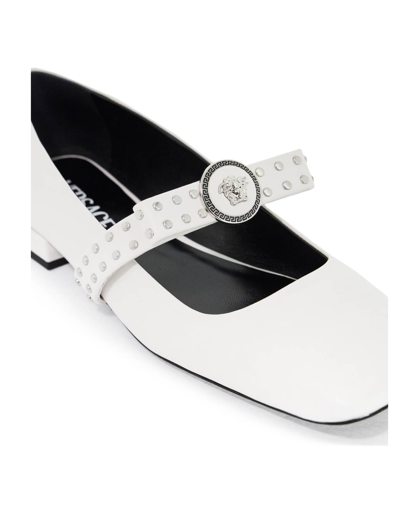 Versace Gianni Ribbon Studded Baller - OPTICAL WHITE-PALLADIUM (White)